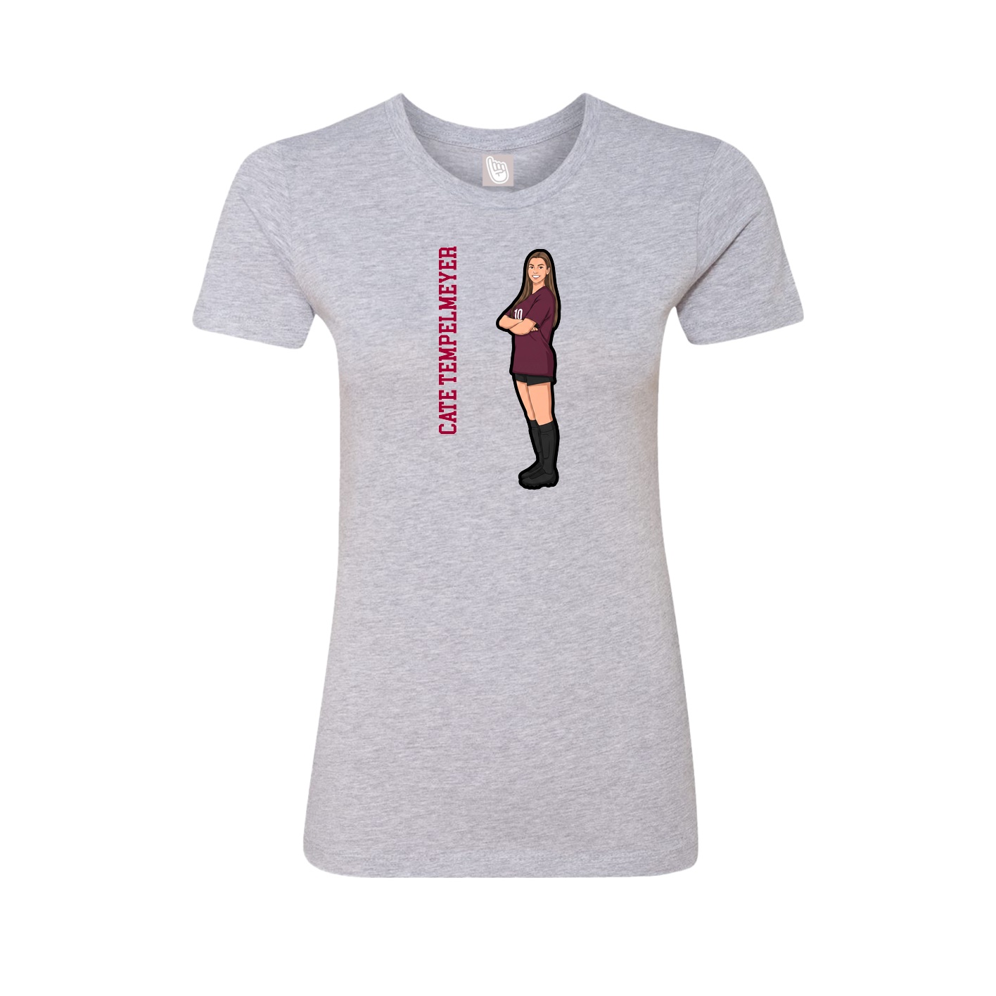 Fitted Women's Tee — Name Vertical in Grey