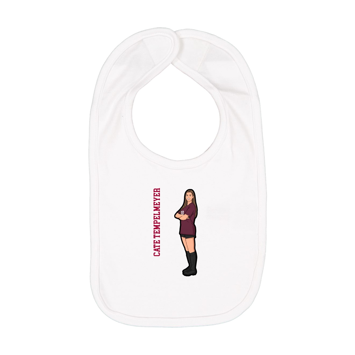 Infant Bib — Name Vertical in White