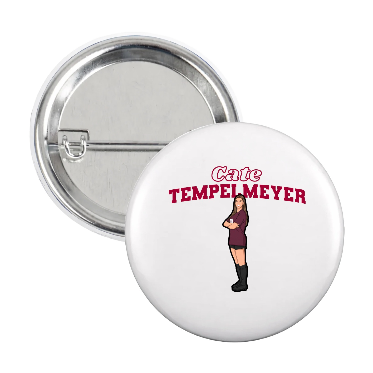 Game Day Button — Name Arch in White