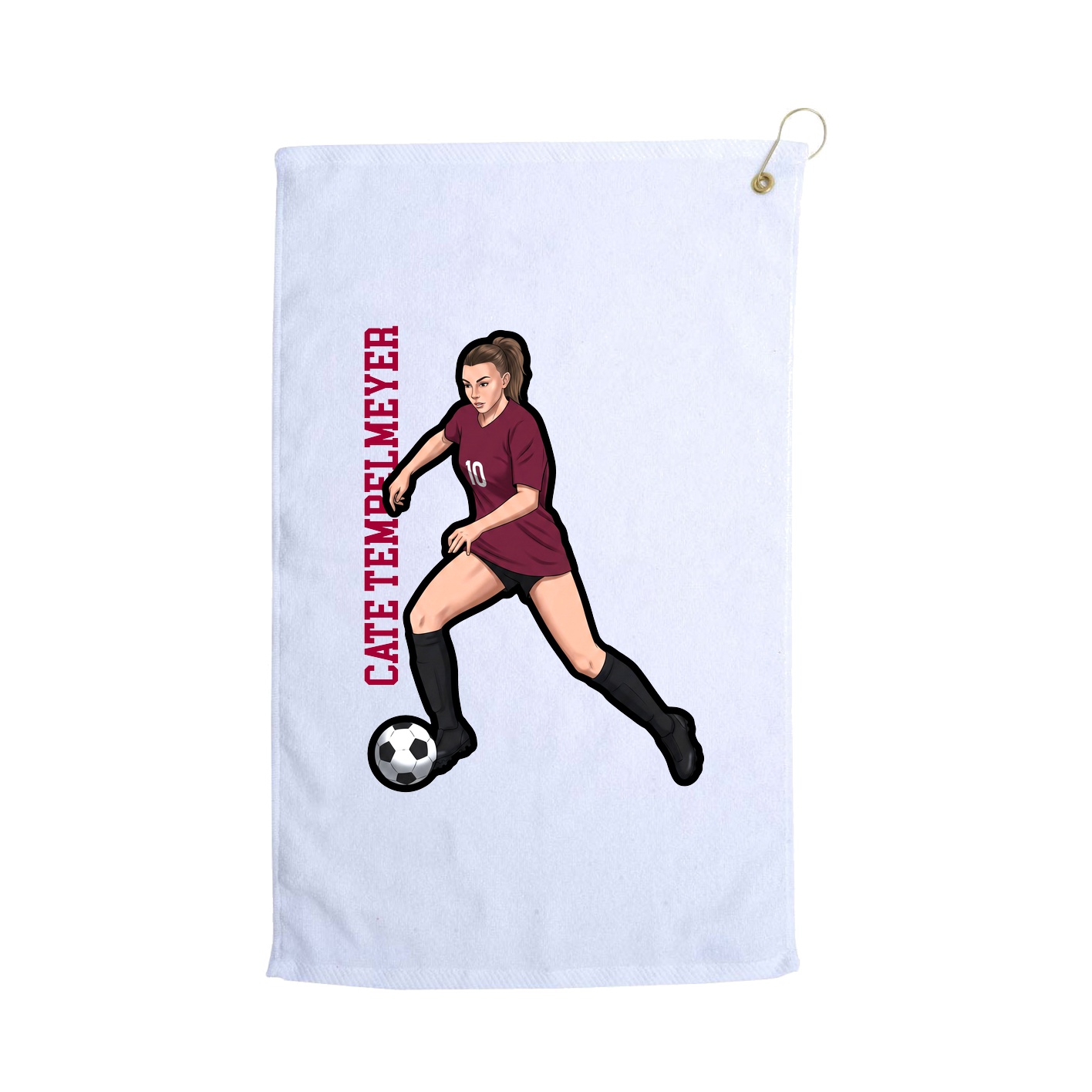 Golf Towel — Name Vertical in White