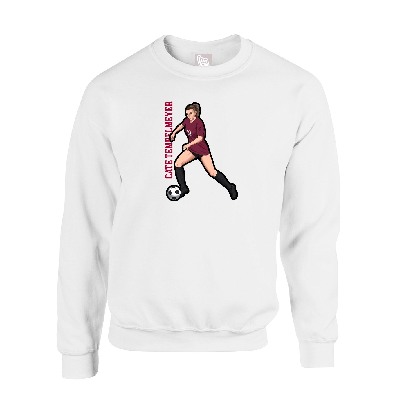 Fleece Crew — Name Vertical in White