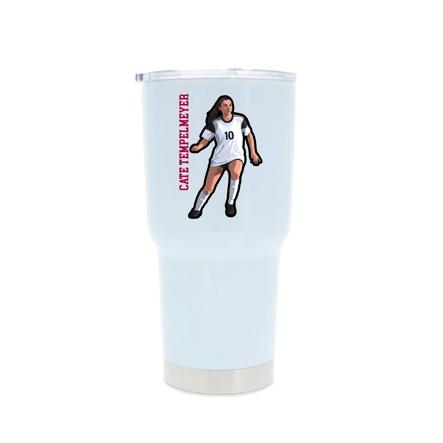 30oz Stainless Steel Tumbler — Name Vertical in White