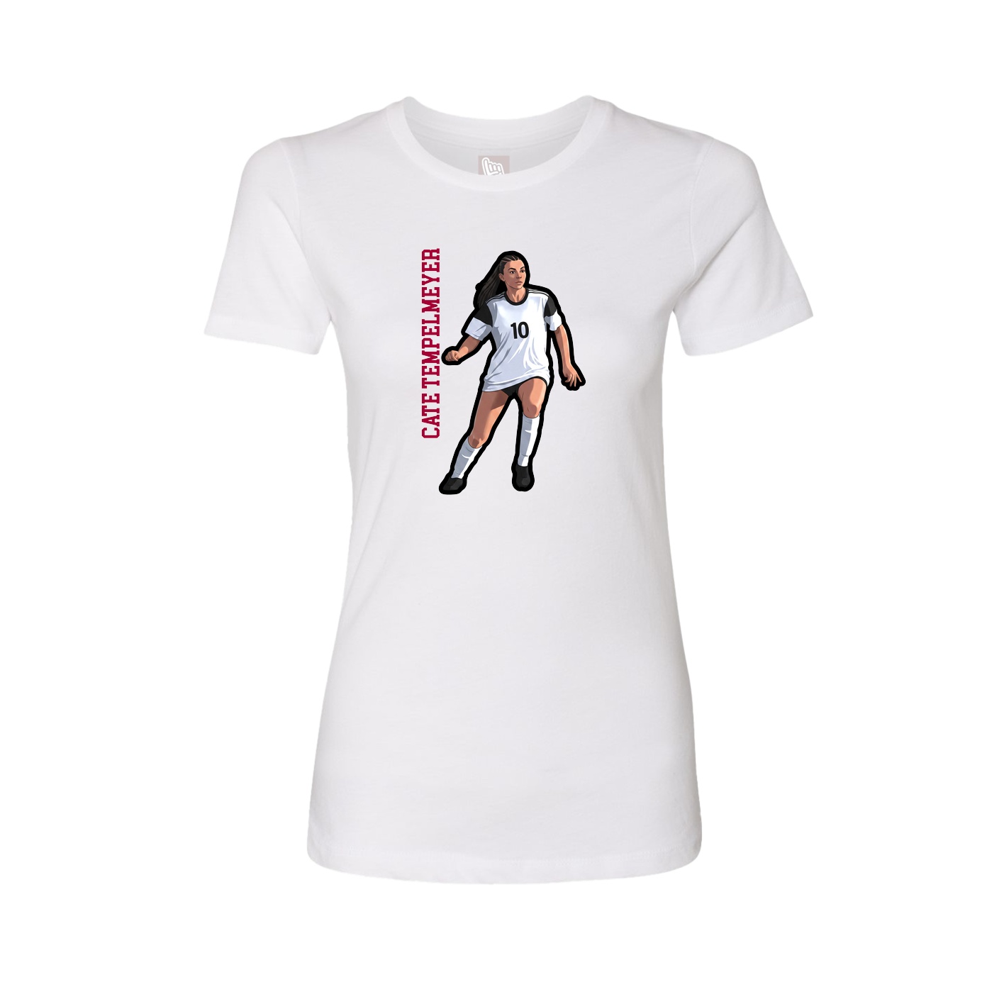 Fitted Women's Tee — Name Vertical in White