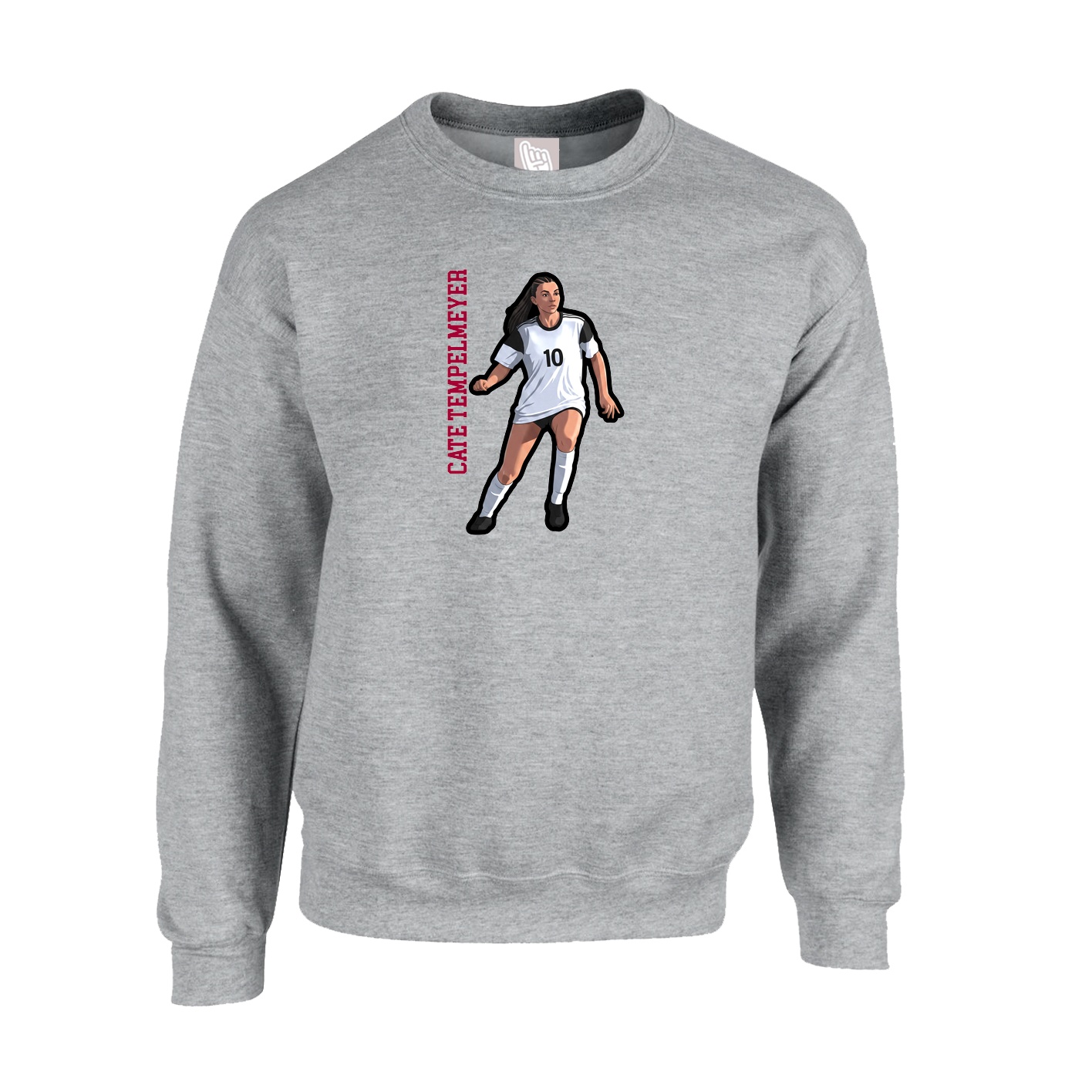 Fleece Crew — Name Vertical in Grey