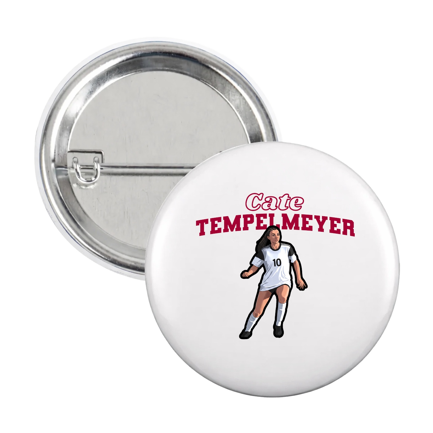 Game Day Button — Name Arch in White