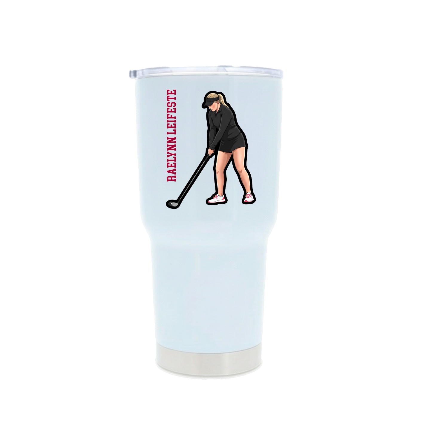 30oz Stainless Steel Tumbler — Name Vertical in White