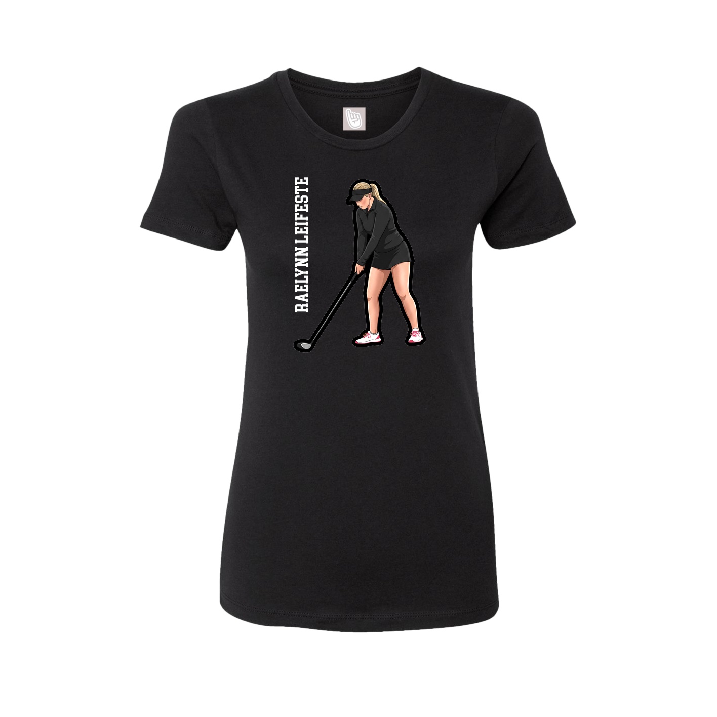 Fitted Women's Tee — Name Vertical in Black