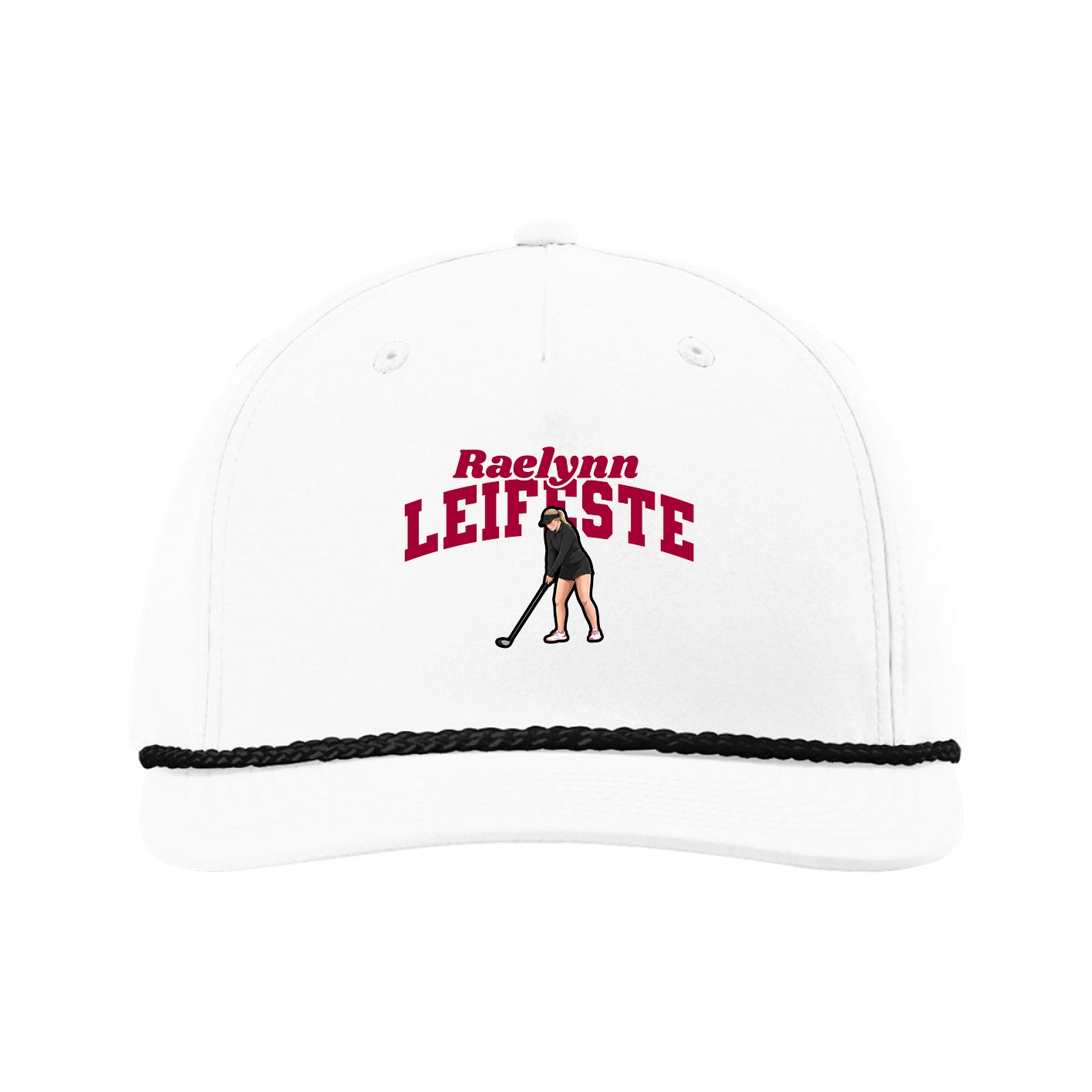 Five-Panel Classic Rope Cap — Signature Arch in White