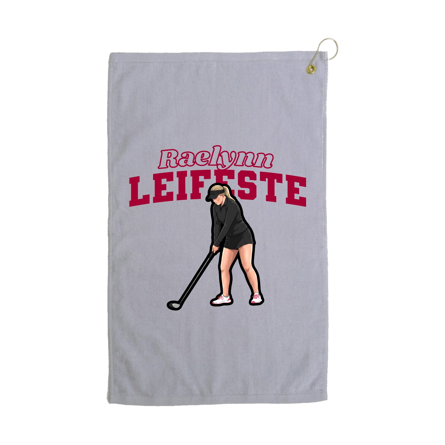 Golf Towel — Name Arch in Grey