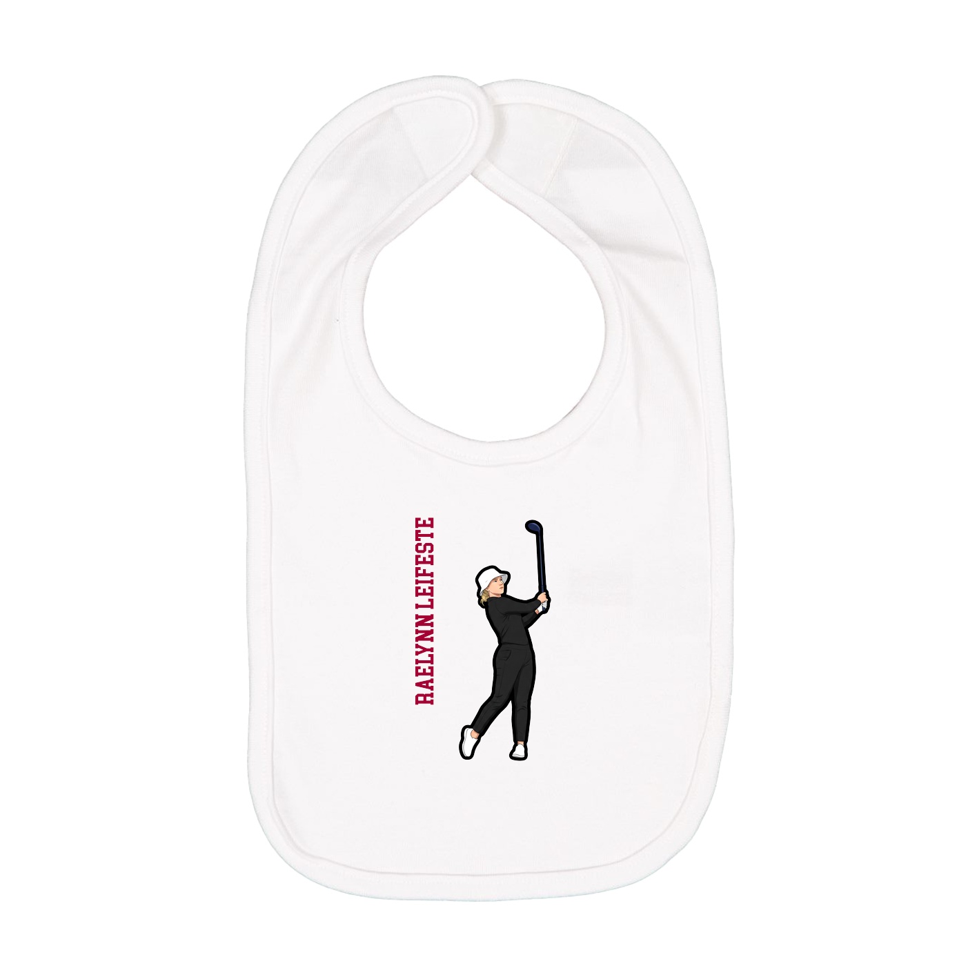 Infant Bib — Name Vertical in White