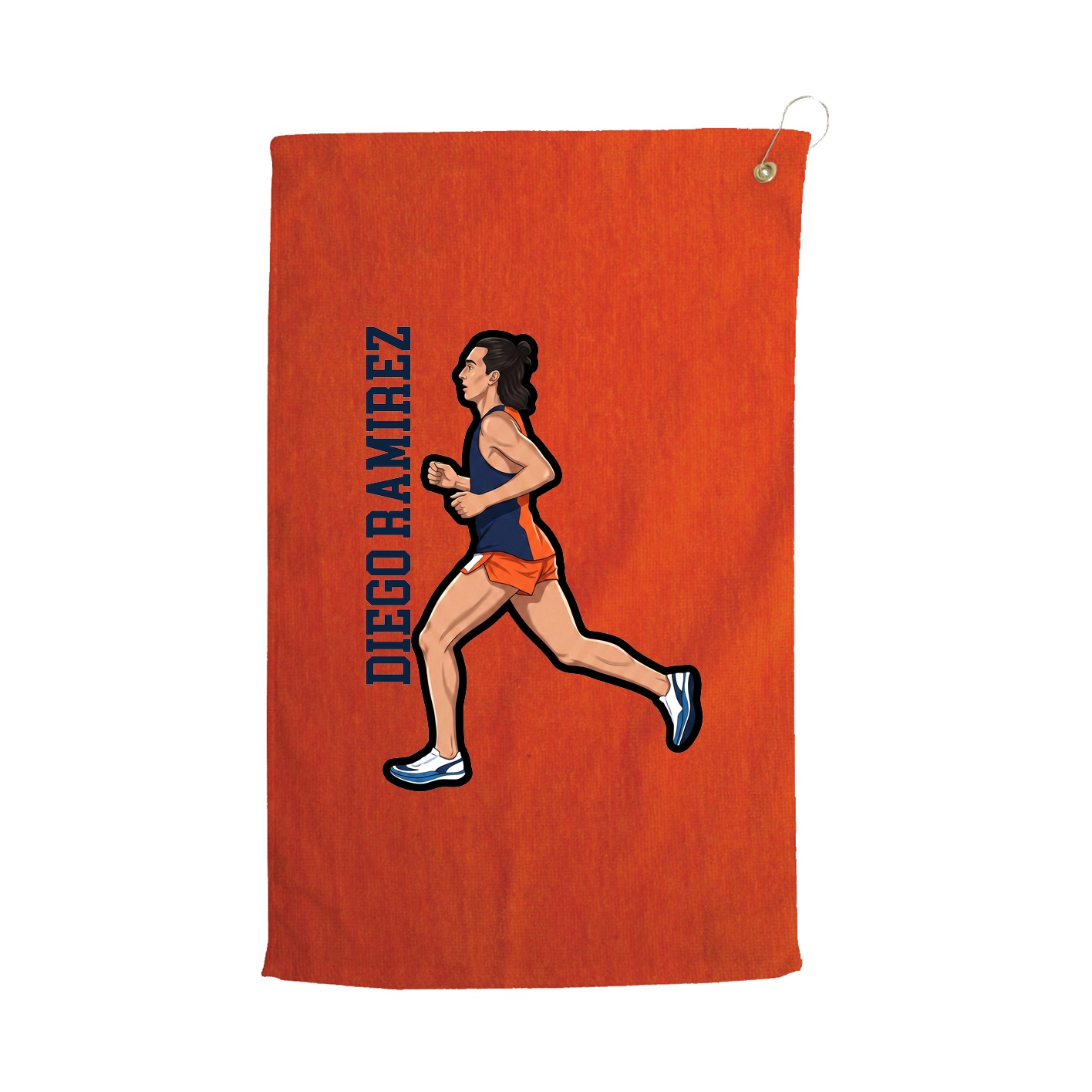 Golf Towel — Name Vertical in Orange
