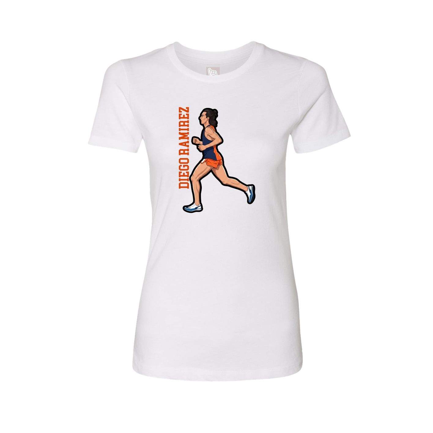 Fitted Women's Tee — Name Vertical in White