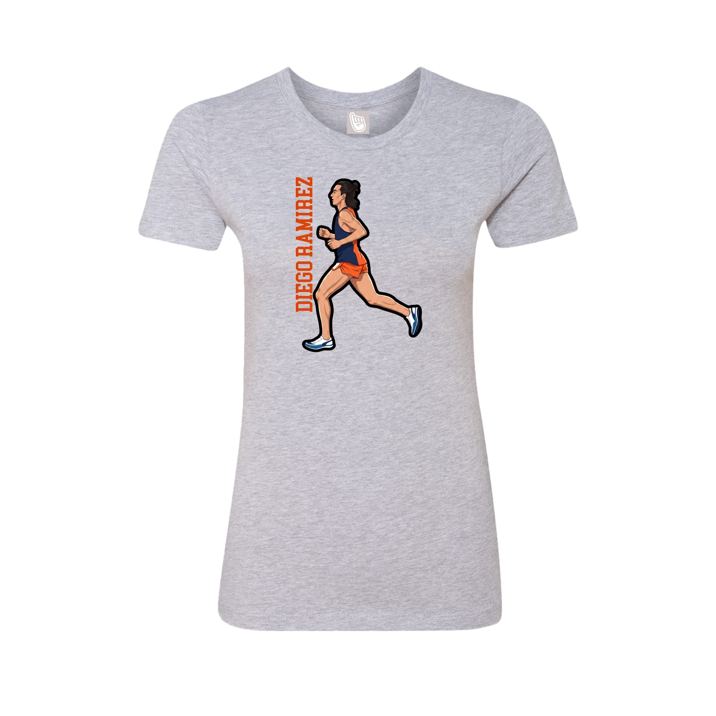 Fitted Women's Tee — Name Vertical in Grey