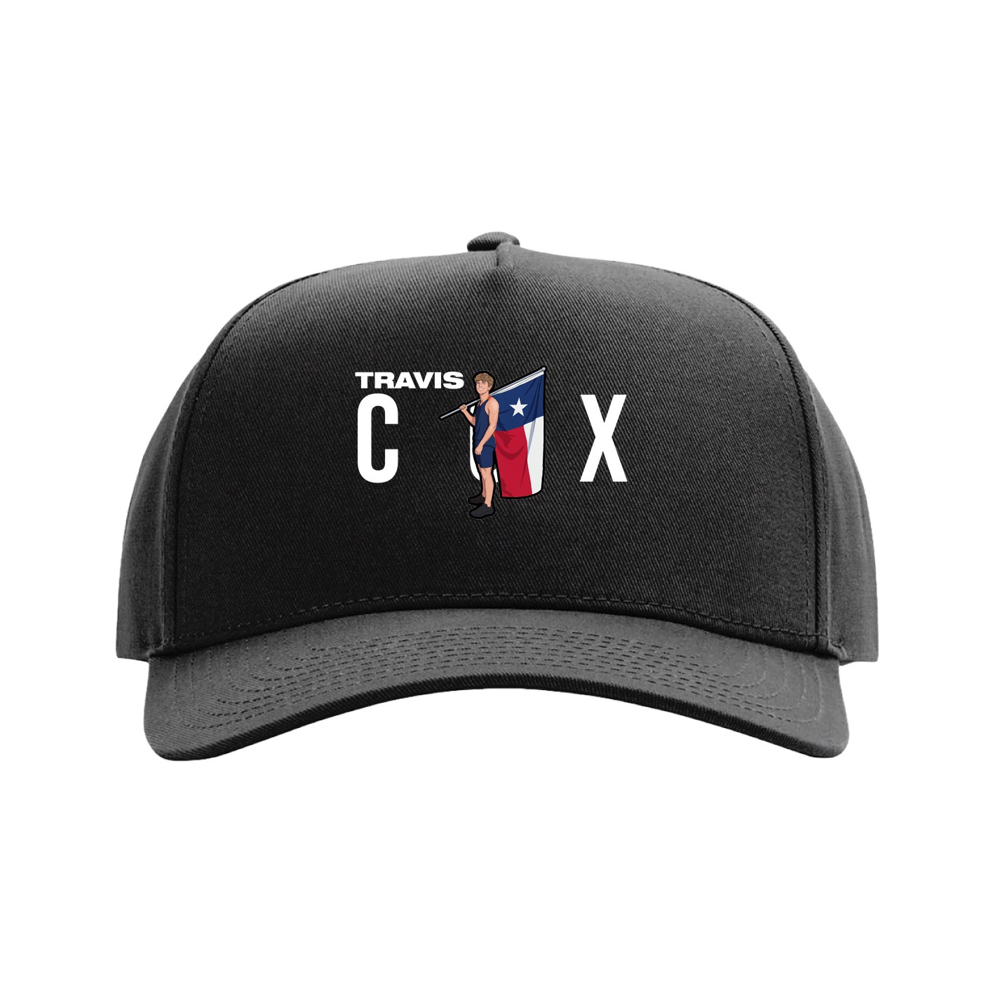 Full Fabric Five-Panel Champ Cap — Player Name in Black