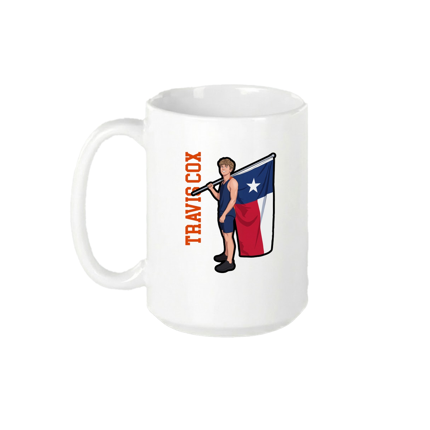 15oz Coffee Mug — Name Vertical in White