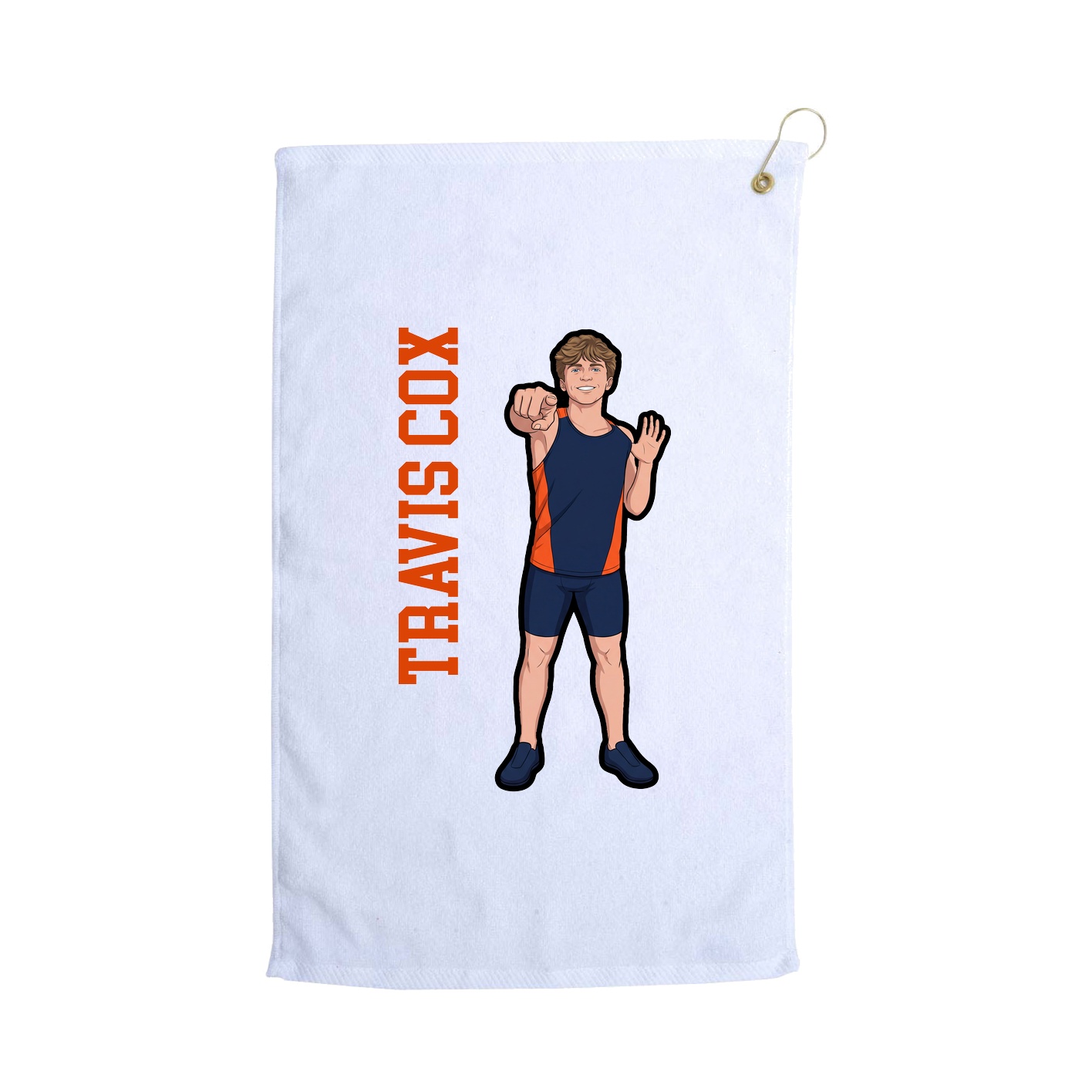 Golf Towel — Name Vertical in White