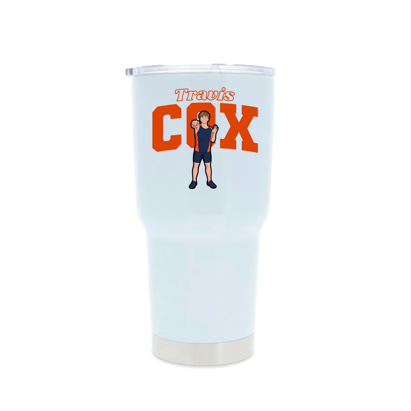 30oz Stainless Steel Tumbler — Name Arch in White