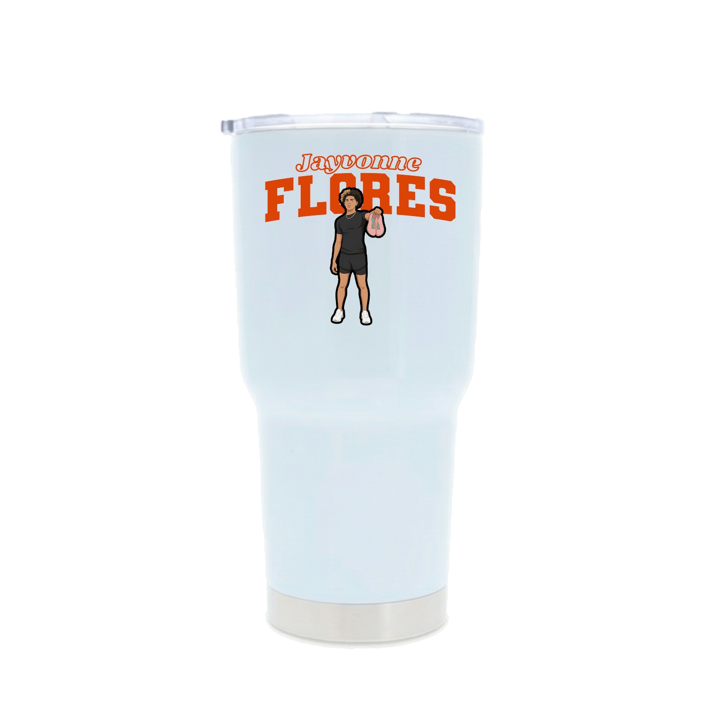 30oz Stainless Steel Tumbler — Name Arch in White