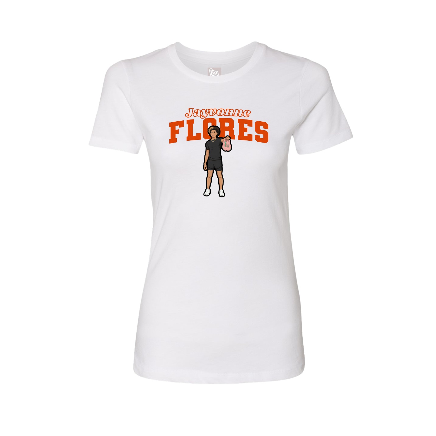 Fitted Women's Tee — Name Arch in White