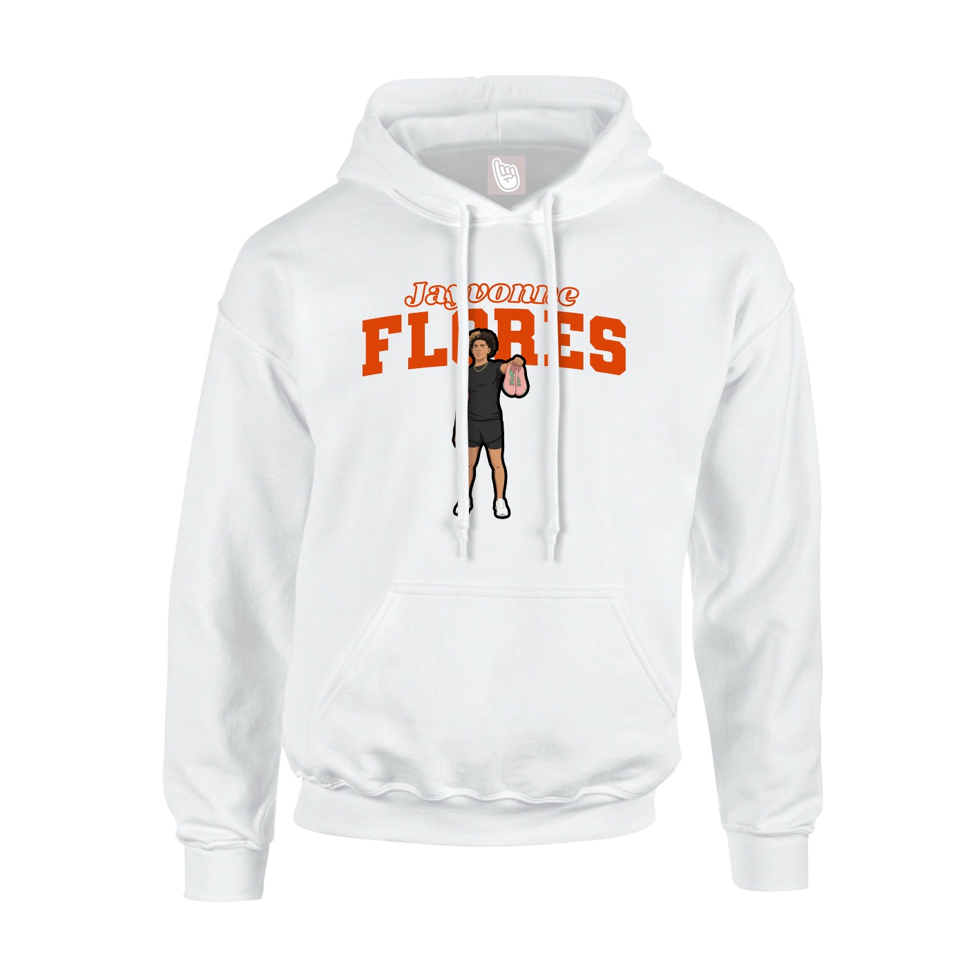 Youth Hoodie — Name Arch in White