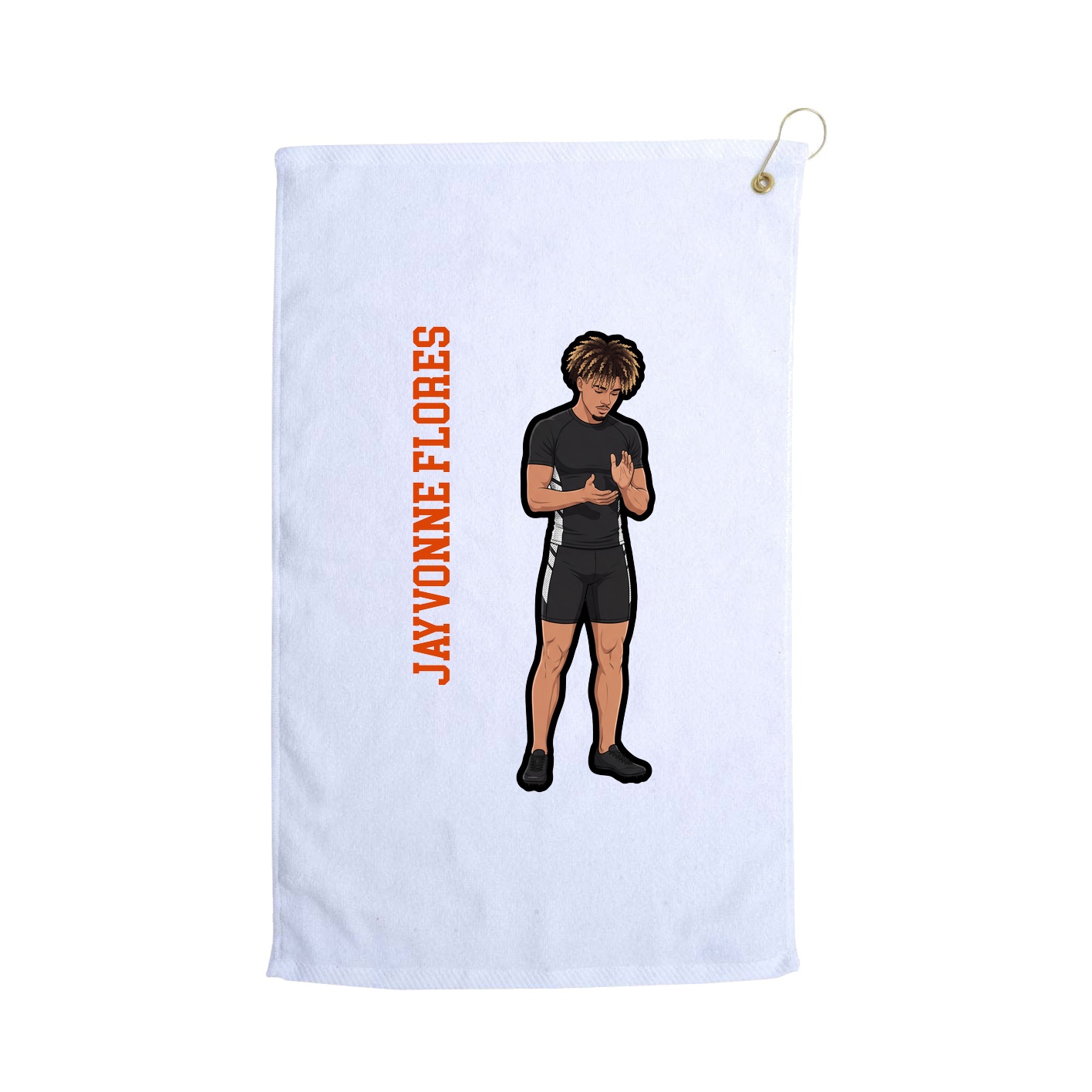 Golf Towel — Name Vertical in White