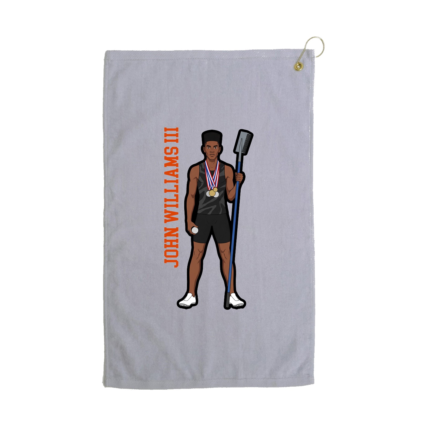 Golf Towel — Name Vertical in Grey