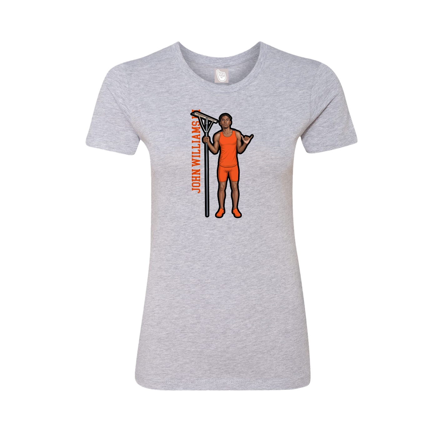 Fitted Women's Tee — Name Vertical in Grey