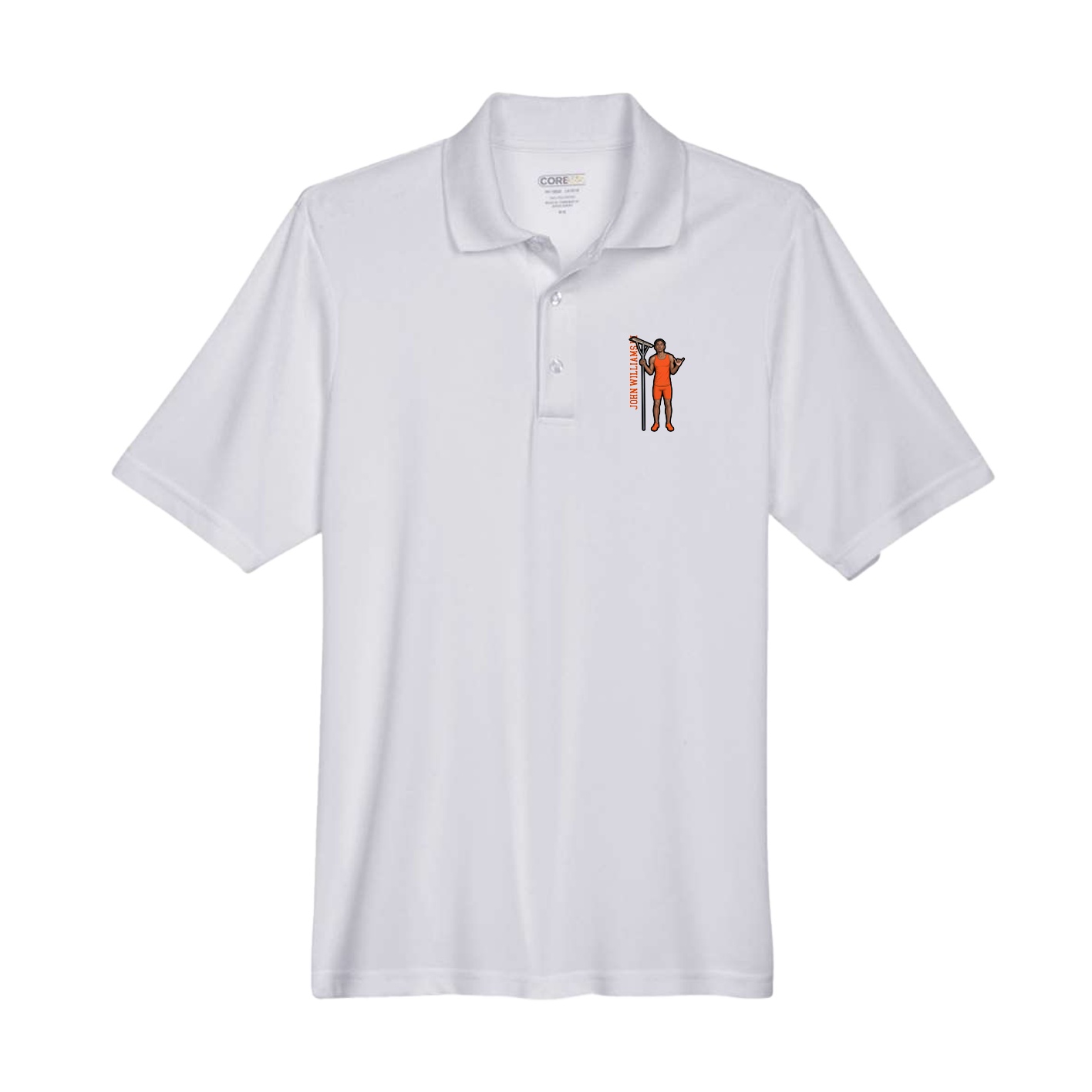 Performance Polo — Name Vertical in Grey