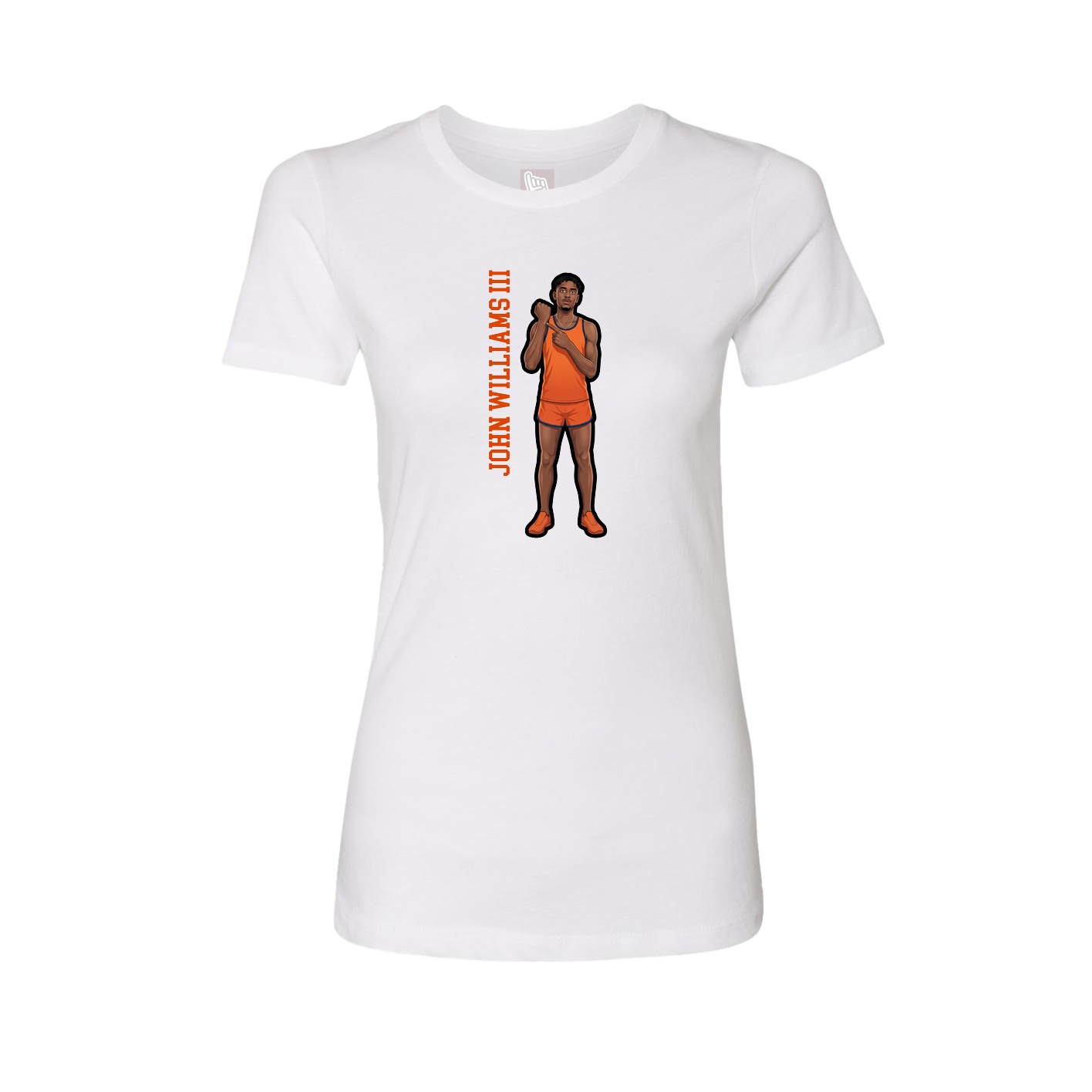 Fitted Women's Tee — Name Vertical in White