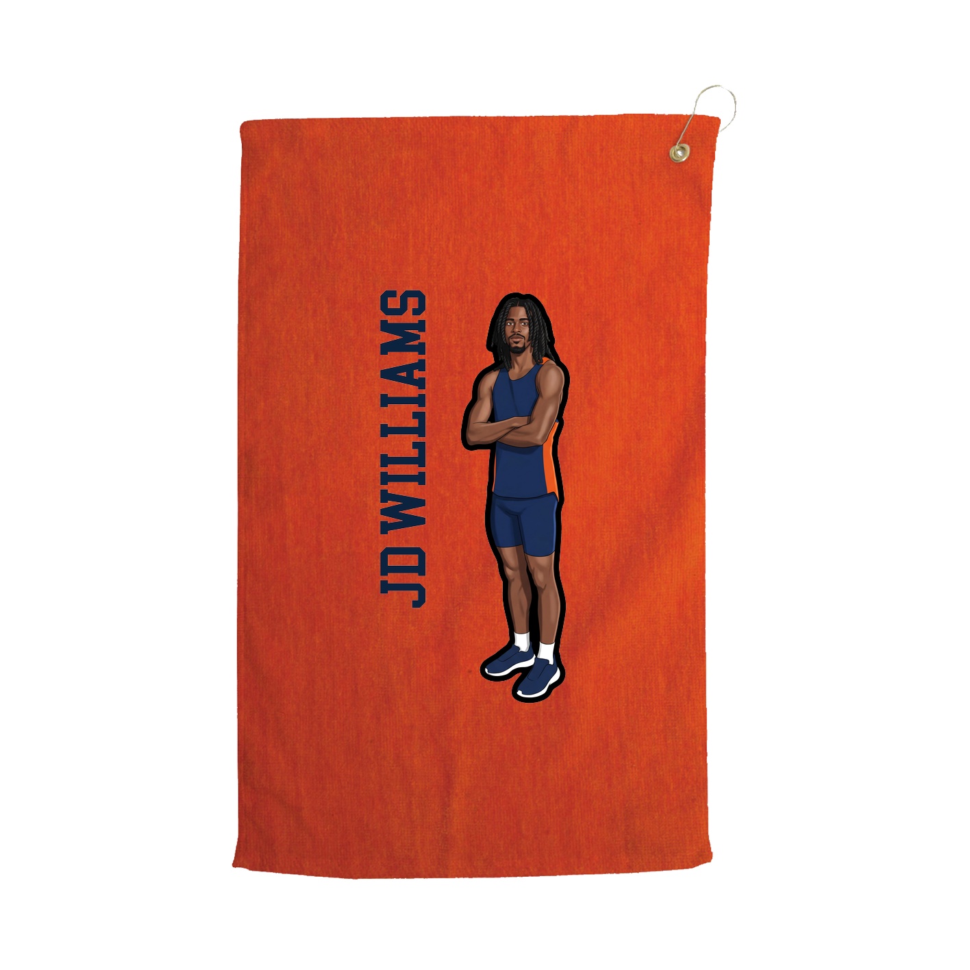 Golf Towel — Name Vertical in Orange