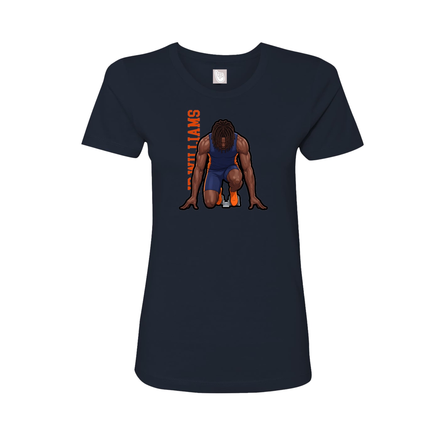 Fitted Women's Tee — Name Vertical in Navy