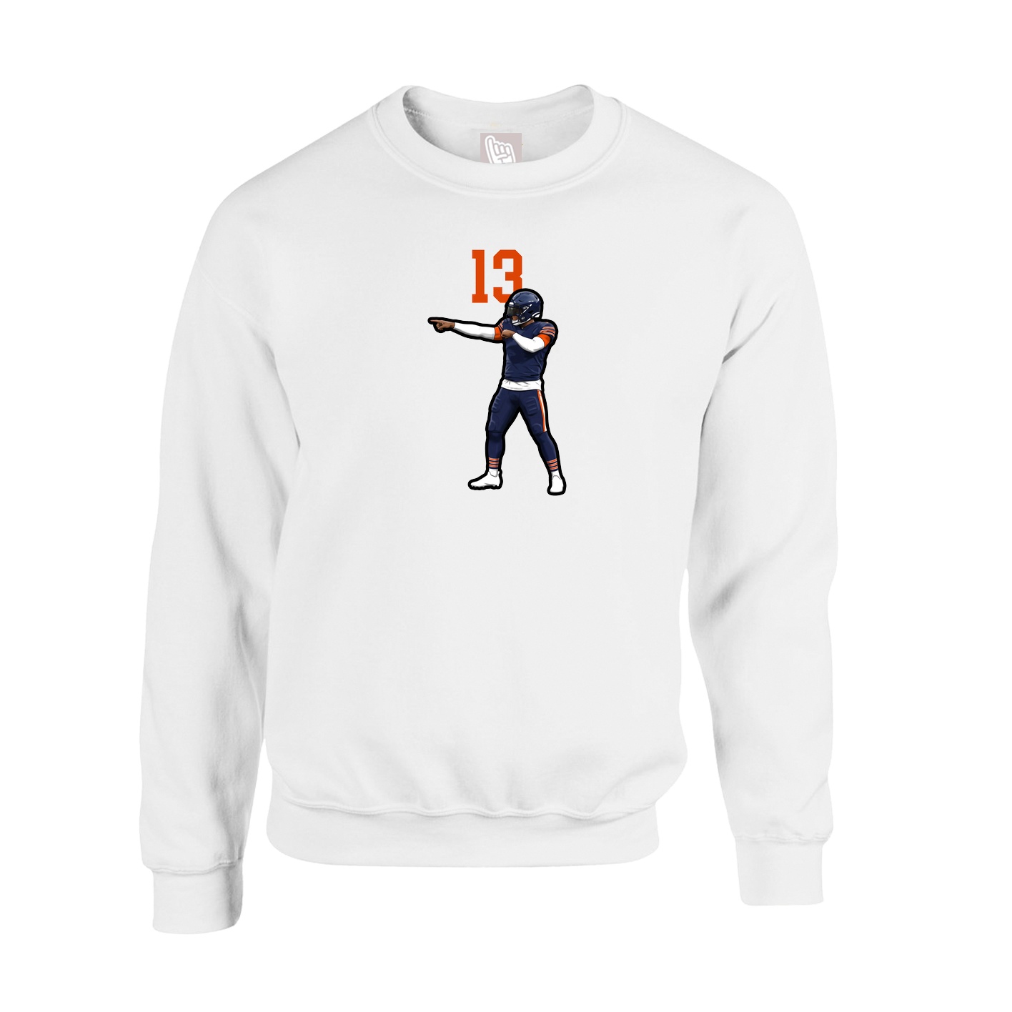 Fleece Crew — Number Top in White