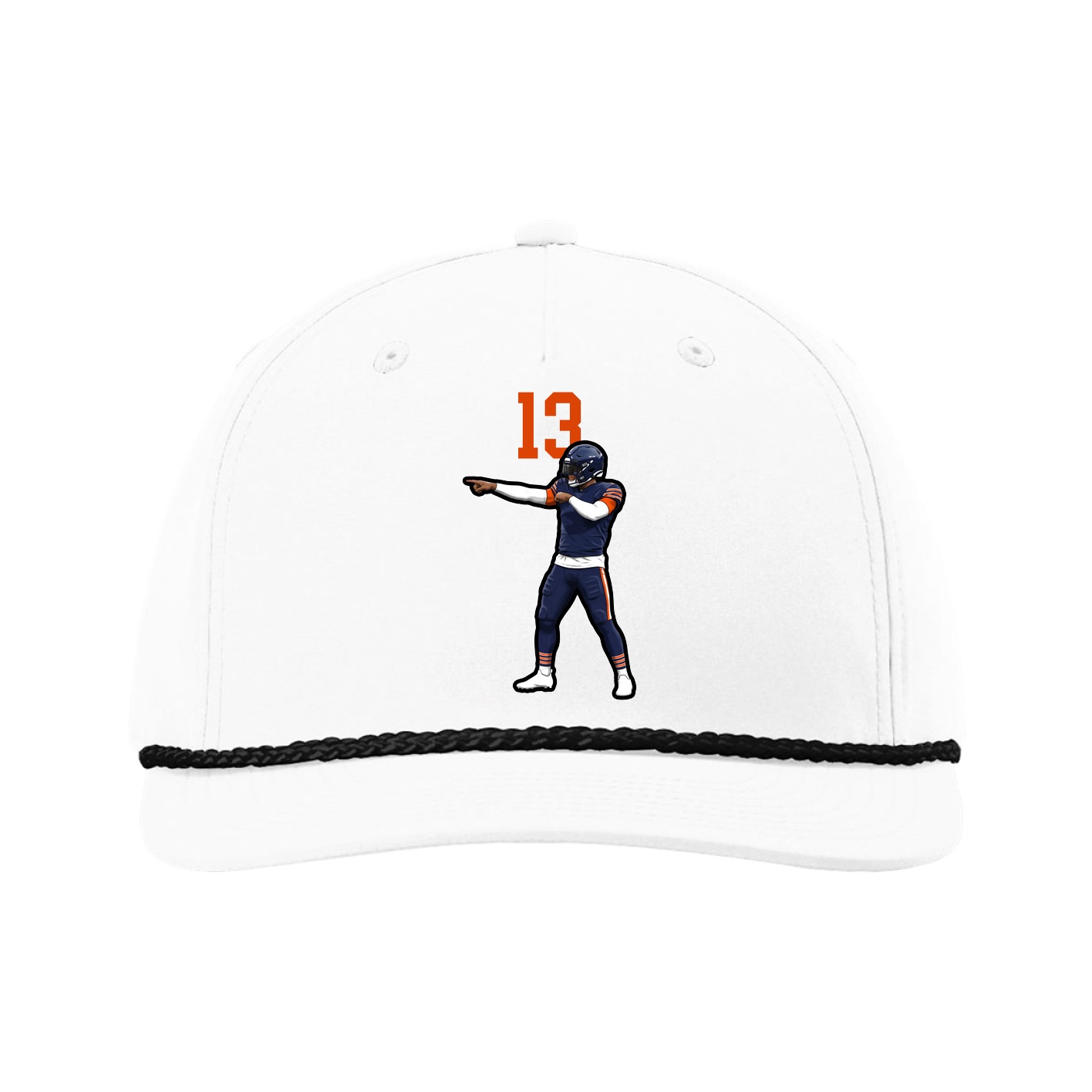 Five-Panel Classic Rope Cap — Number Top in White