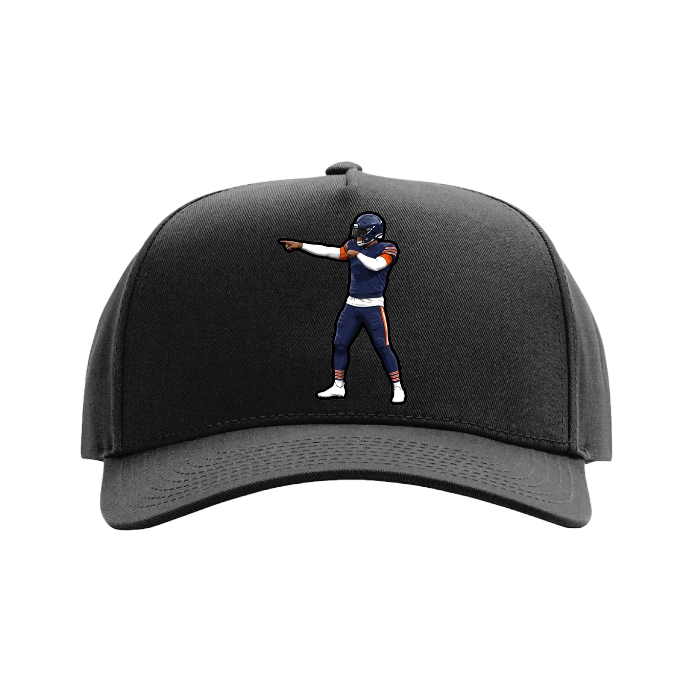 Full Fabric Five-Panel Champ Cap — Name Vertical in Black