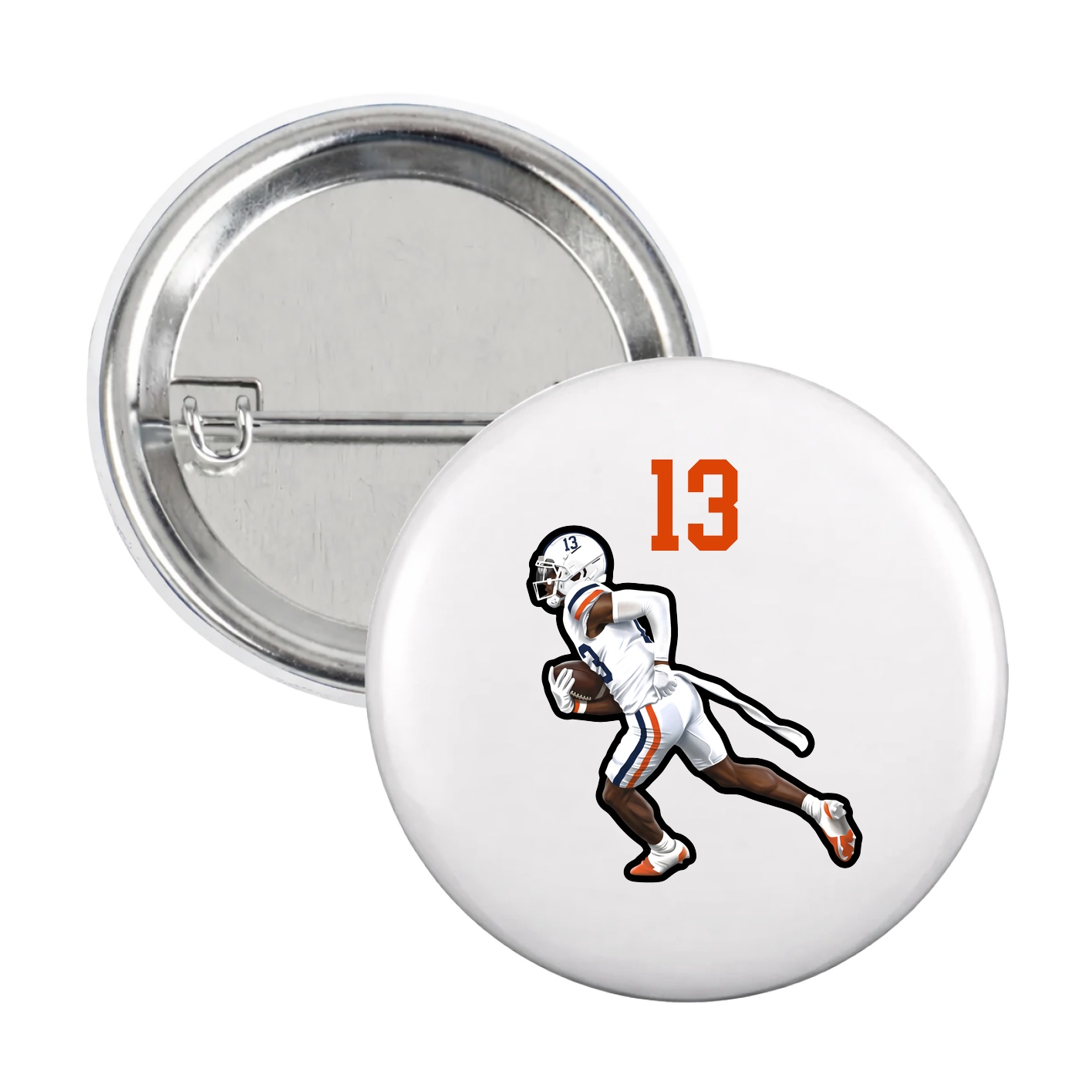 Game Day Button — Number Top in White