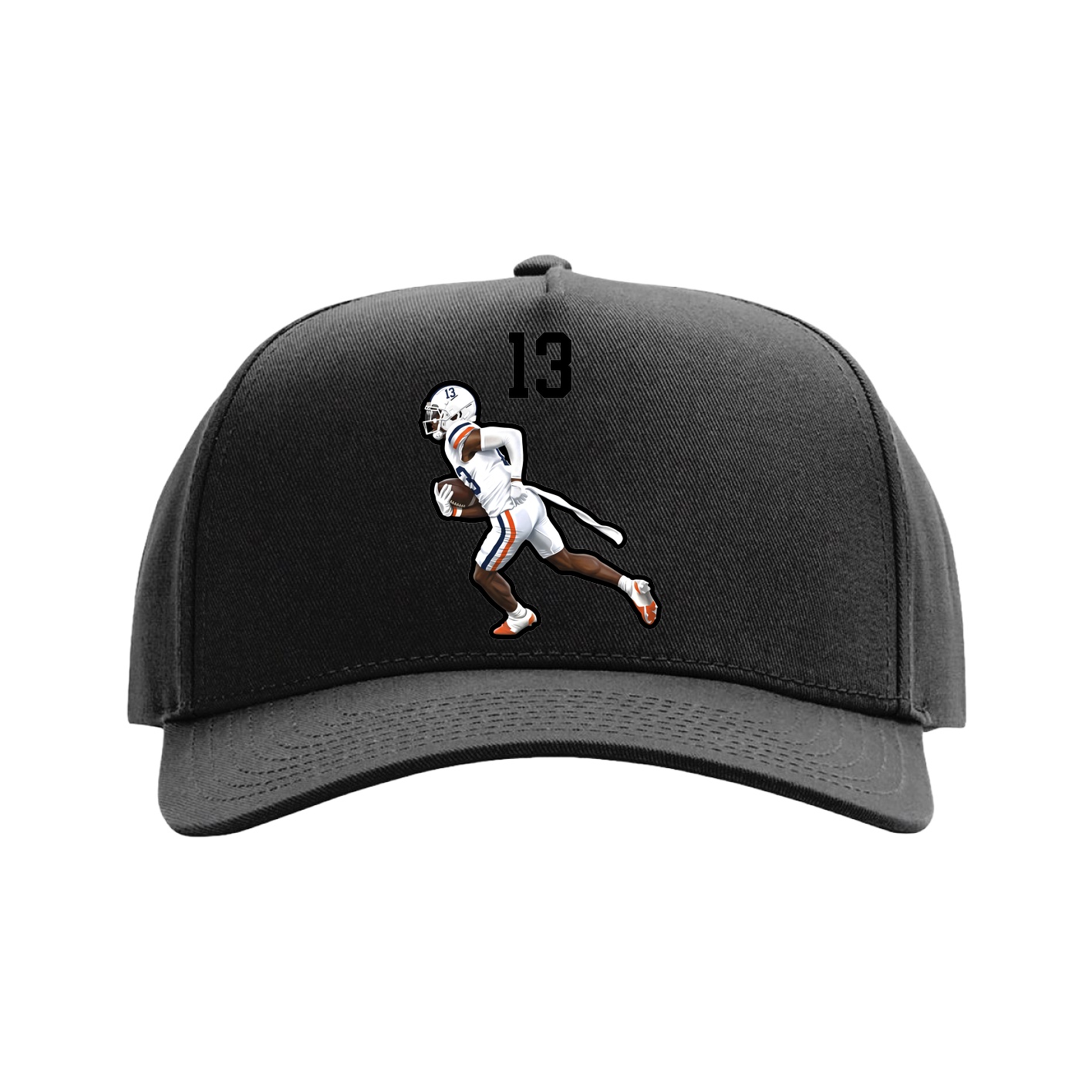 Full Fabric Five-Panel Champ Cap — Number Top in Black