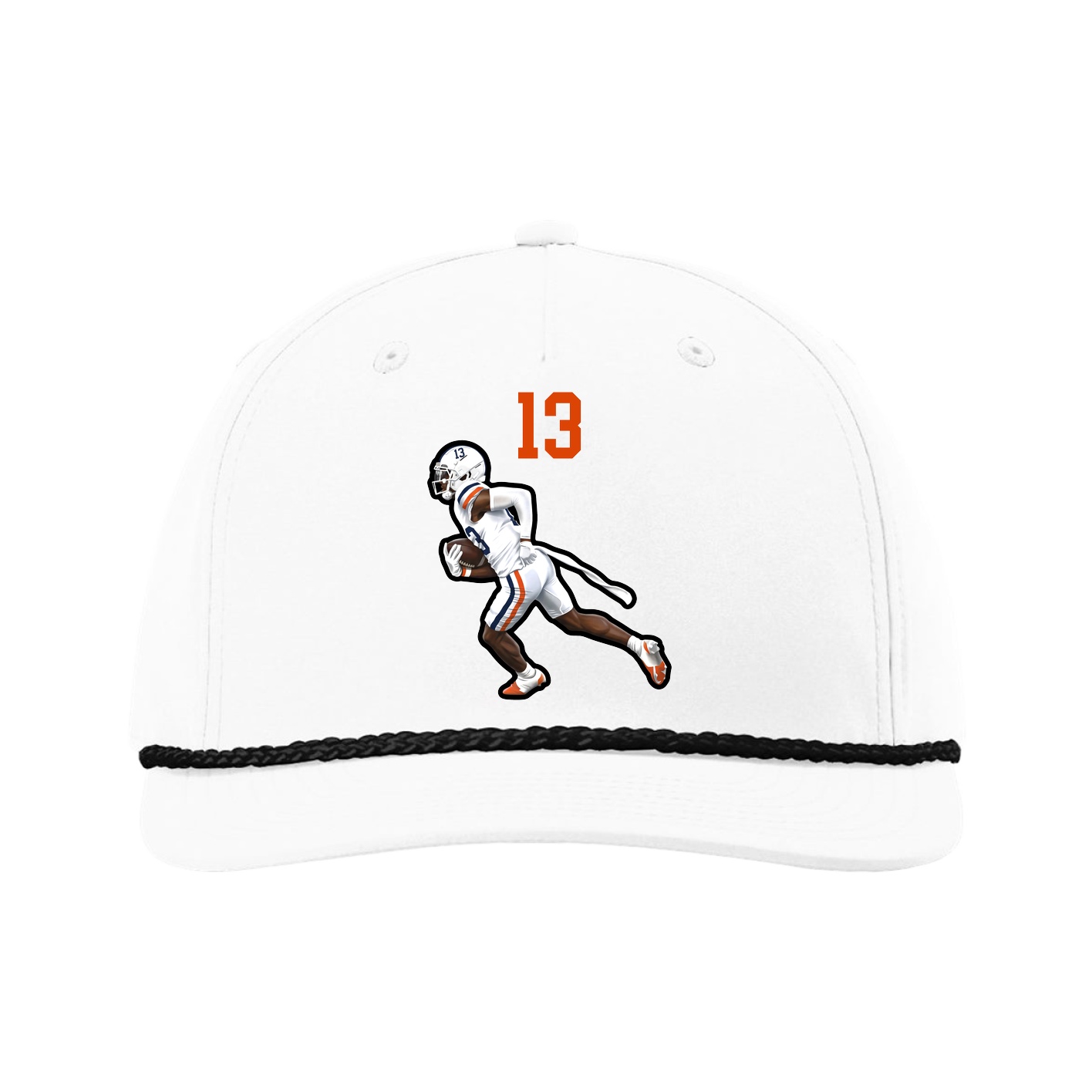 Five-Panel Classic Rope Cap — Number Top in White