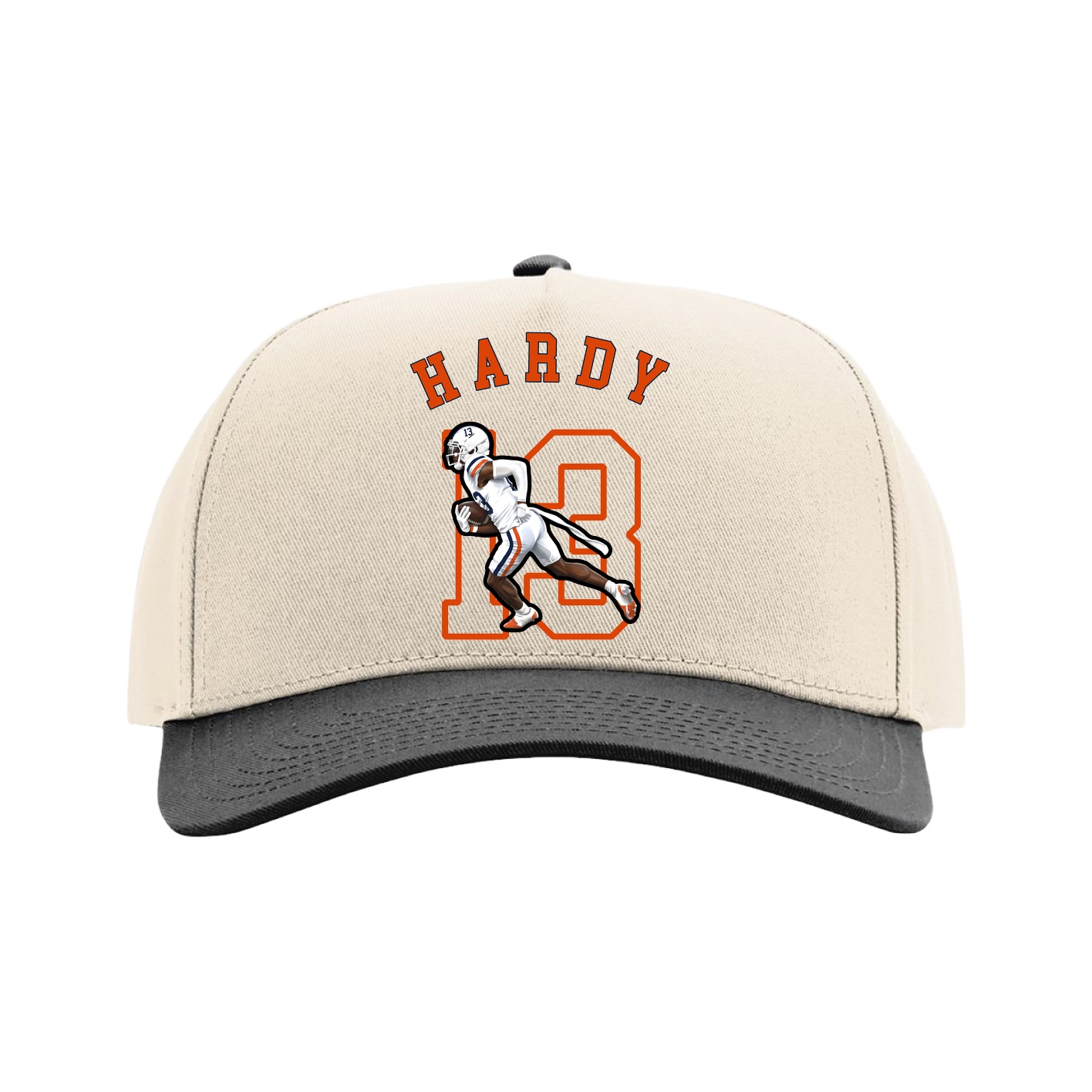 Full Fabric Five-Panel Champ Cap — Shirsey Arch in Cream/Black