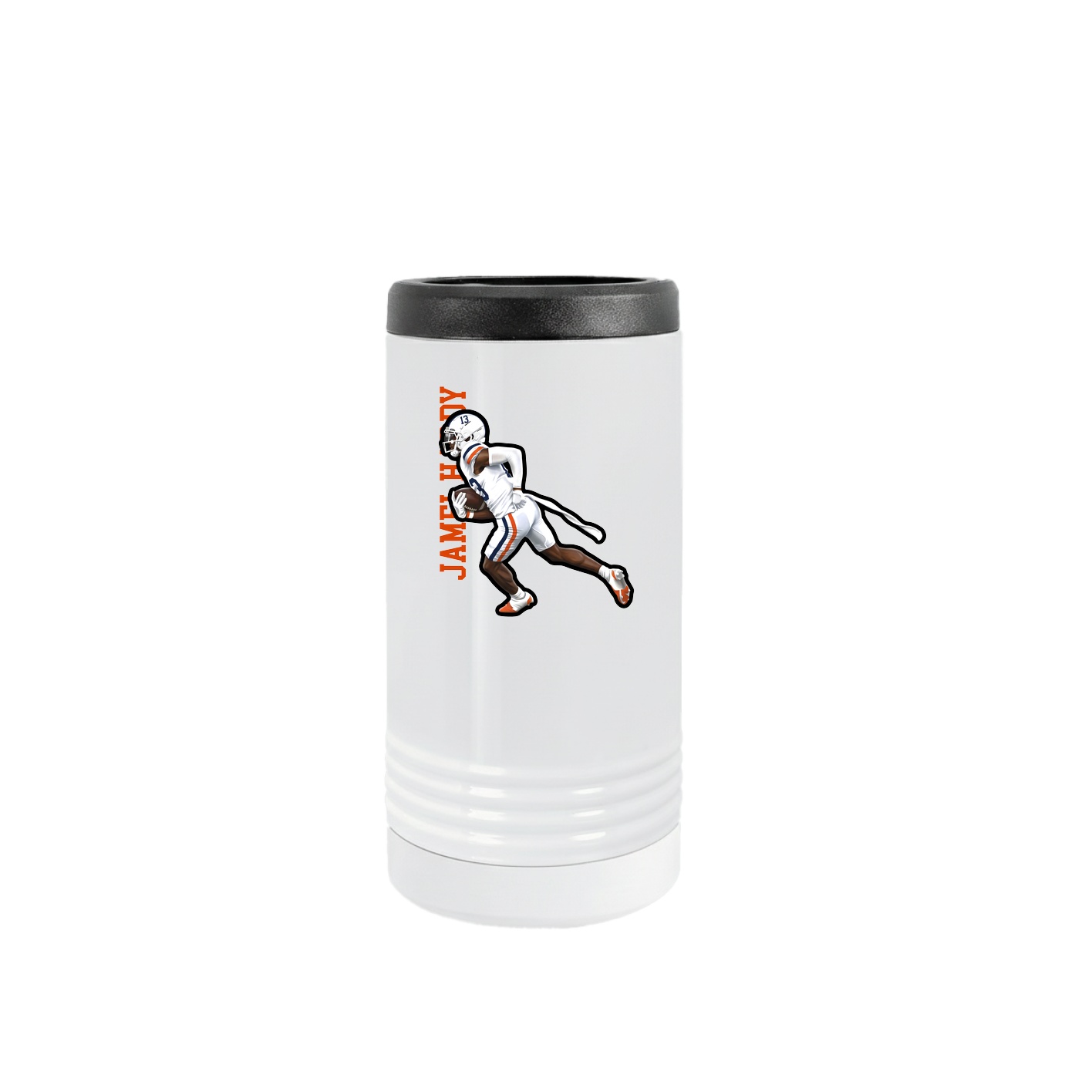 Slim Beverage Holder — Name Vertical in White