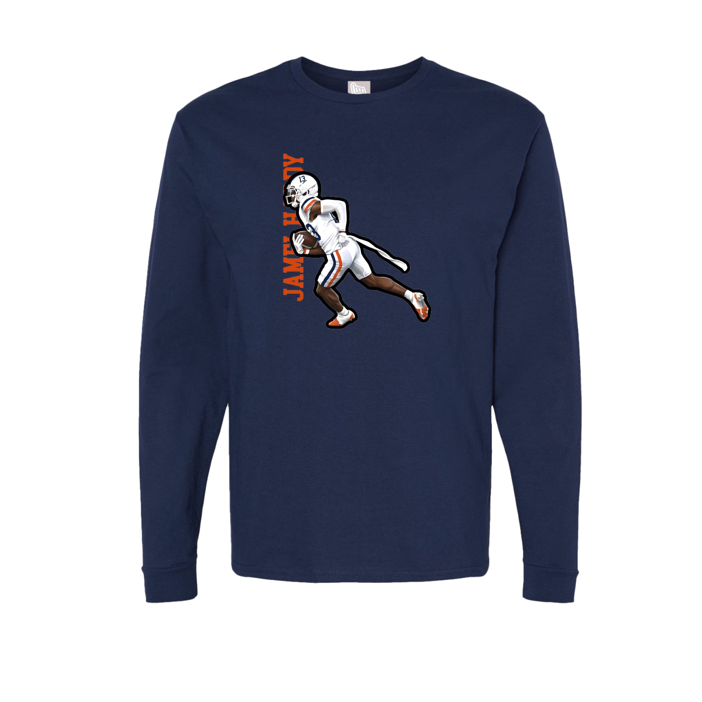 Long Sleeve Tee — Name Vertical in Navy