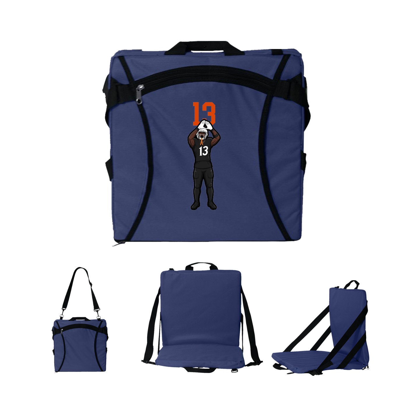 Folding Stadium Seat — Number Top in Navy