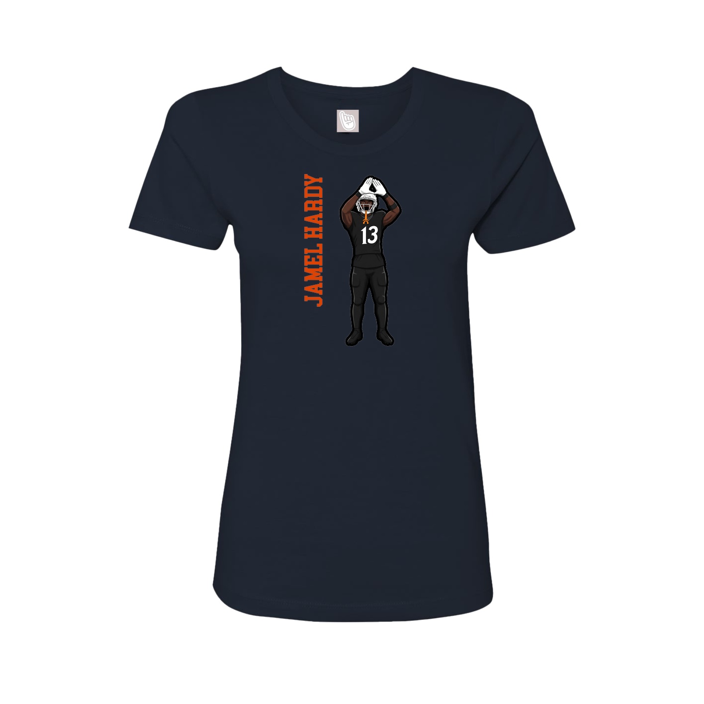 Fitted Women's Tee — Name Vertical in Navy
