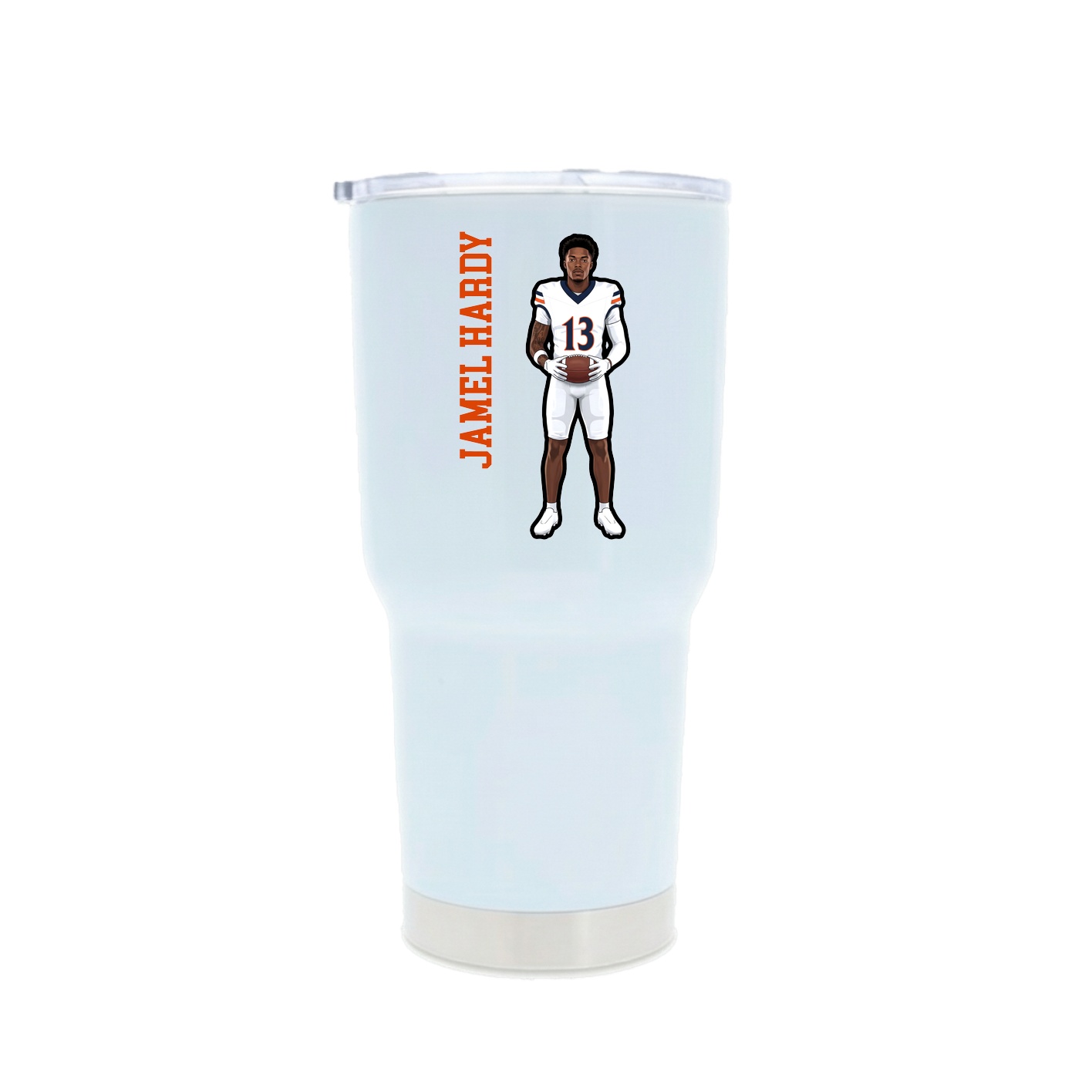30oz Stainless Steel Tumbler — Name Vertical in White