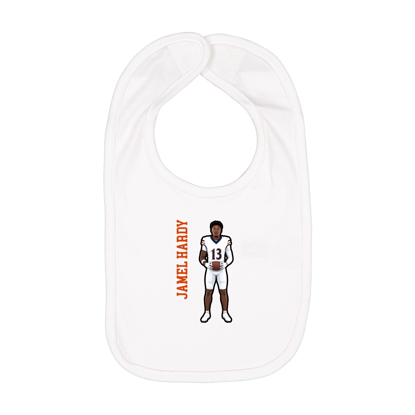 Infant Bib — Name Vertical in White