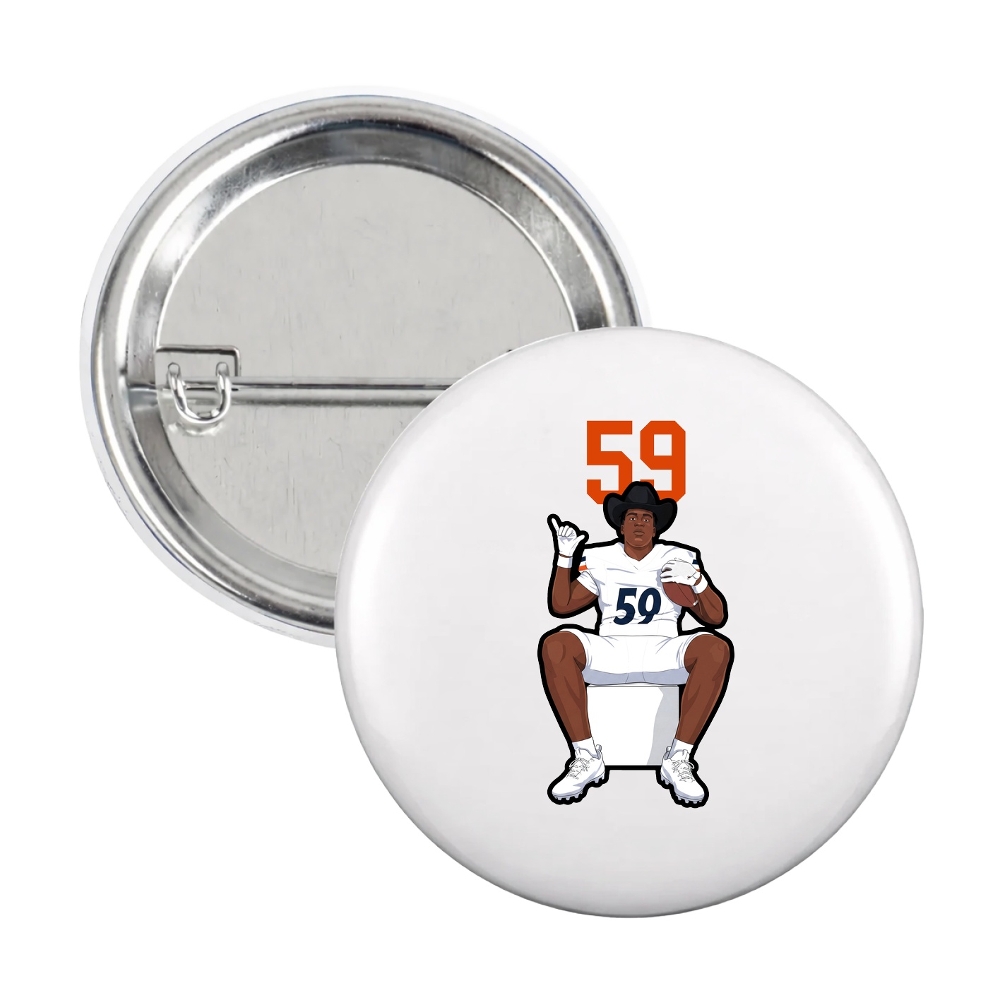 Game Day Button — Number Top in White