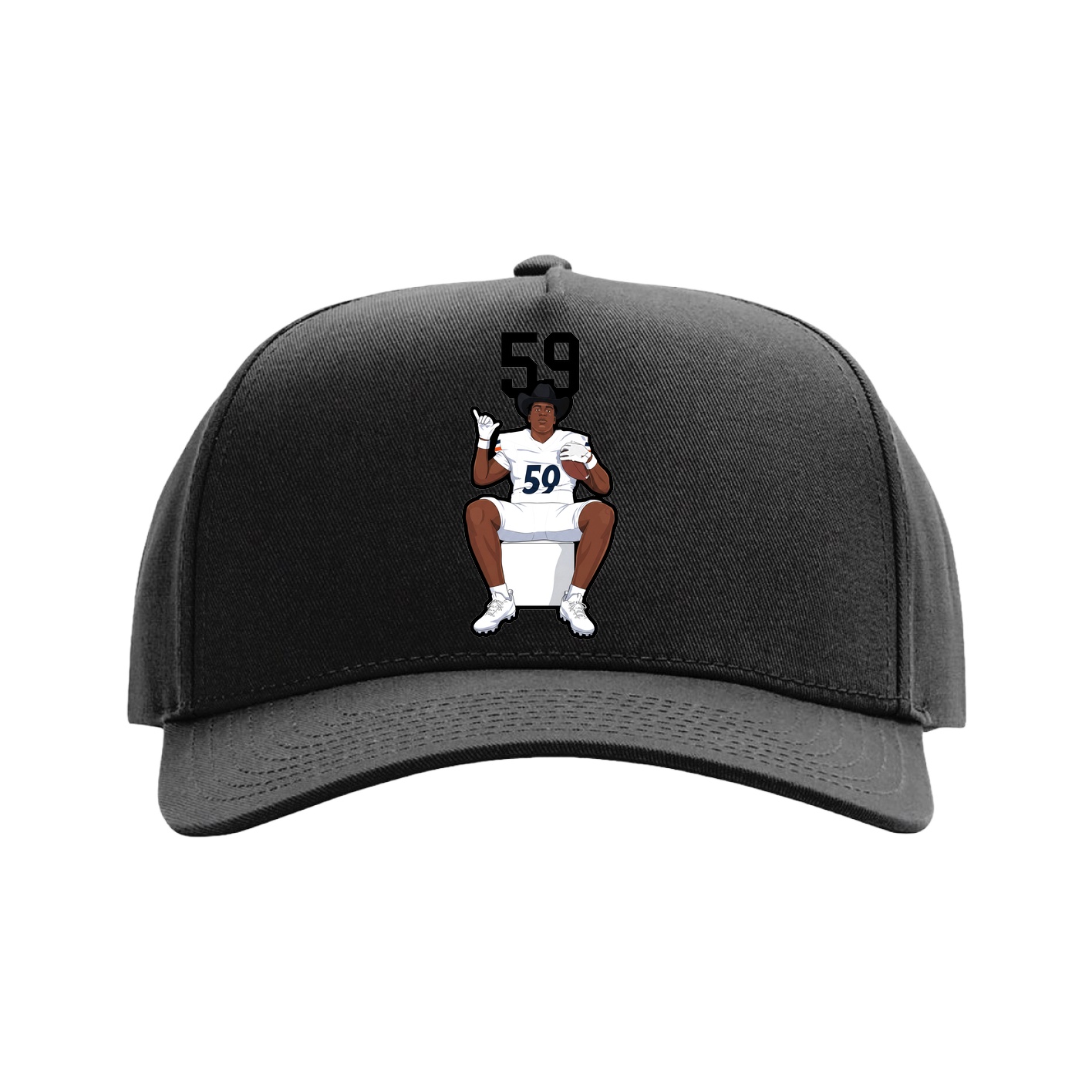 Full Fabric Five-Panel Champ Cap — Number Top in Black