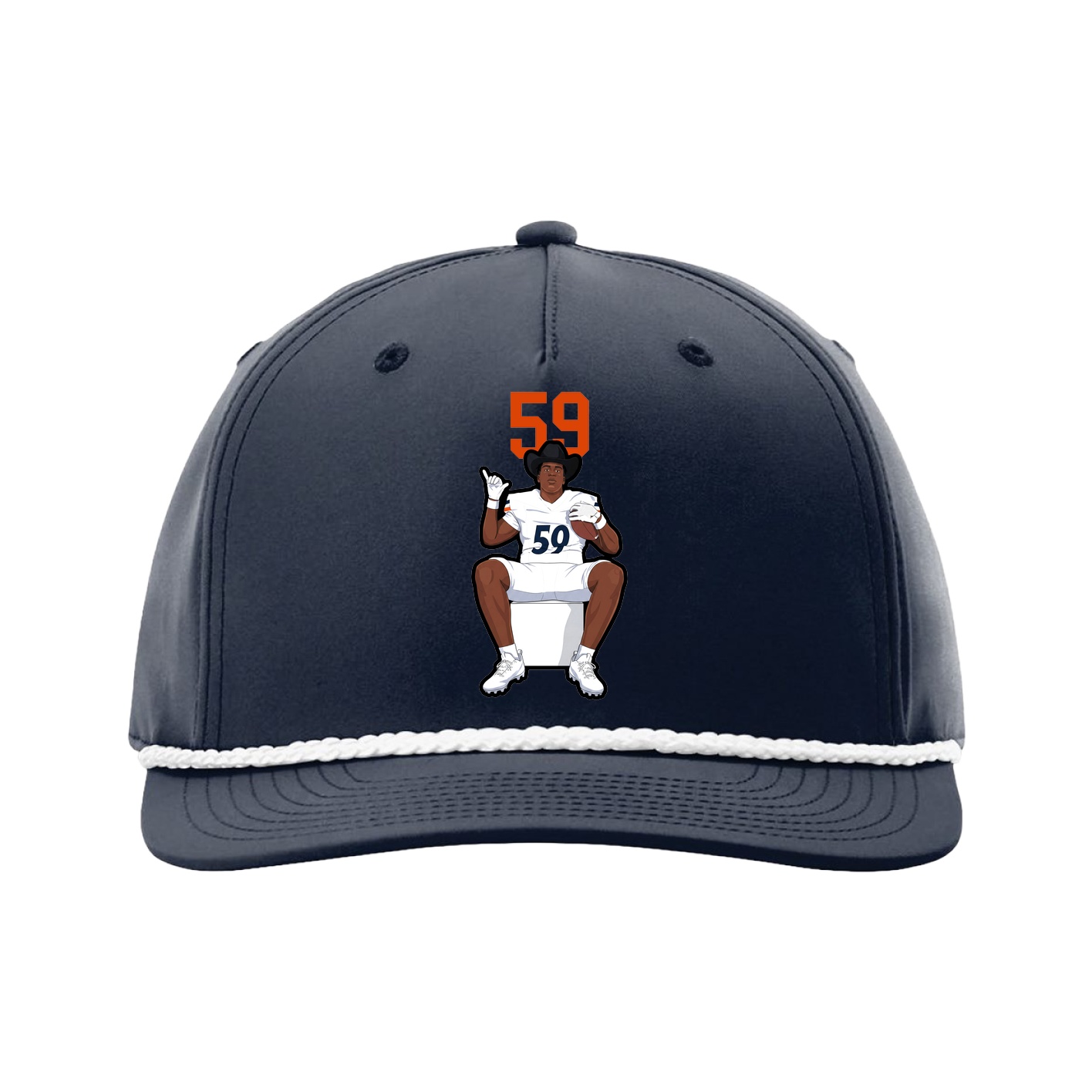Five-Panel Classic Rope Cap — Number Top in Navy