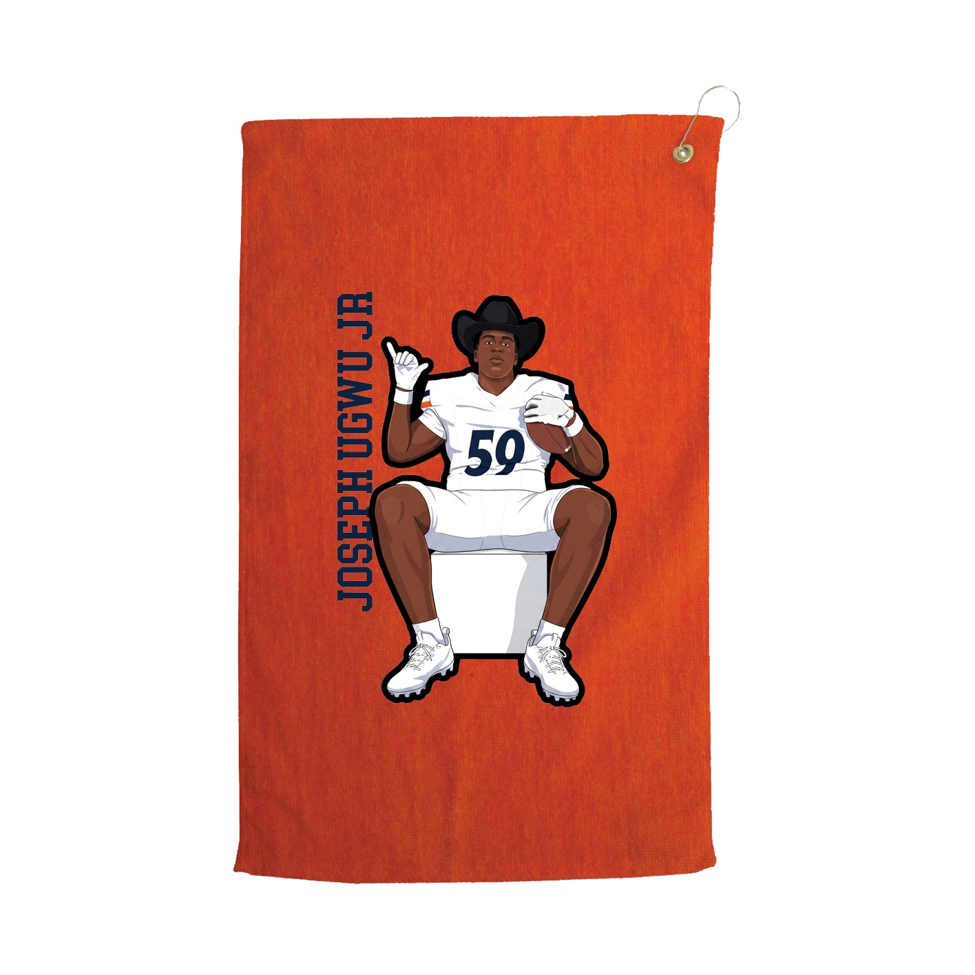 Golf Towel — Name Vertical in Orange