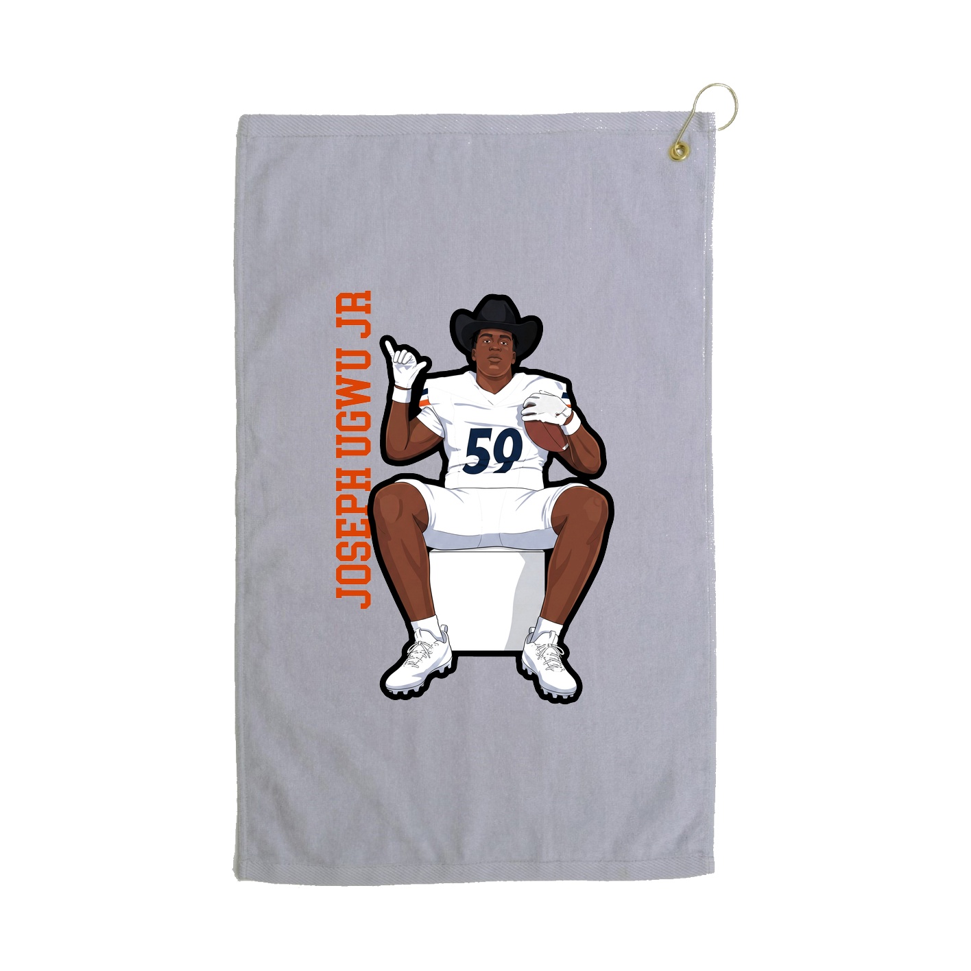 Golf Towel — Name Vertical in Grey