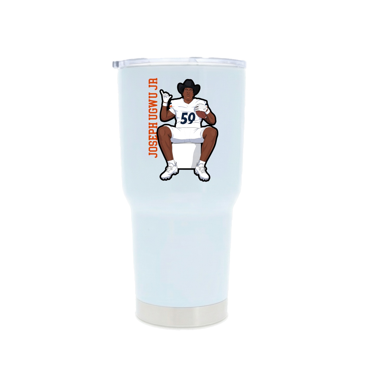 30oz Stainless Steel Tumbler — Name Vertical in White